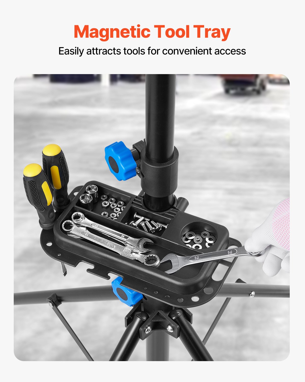 Bike Repair Stand, 29.9 kg Heavy-duty Bicycle Work Stand with 835-1440 mm Adjustable Height & Magnetic Tool Tray, Foldable Bicycle Maintenance Rack, Shop Home Mechanics for Mountain & Road Bike - Image 6