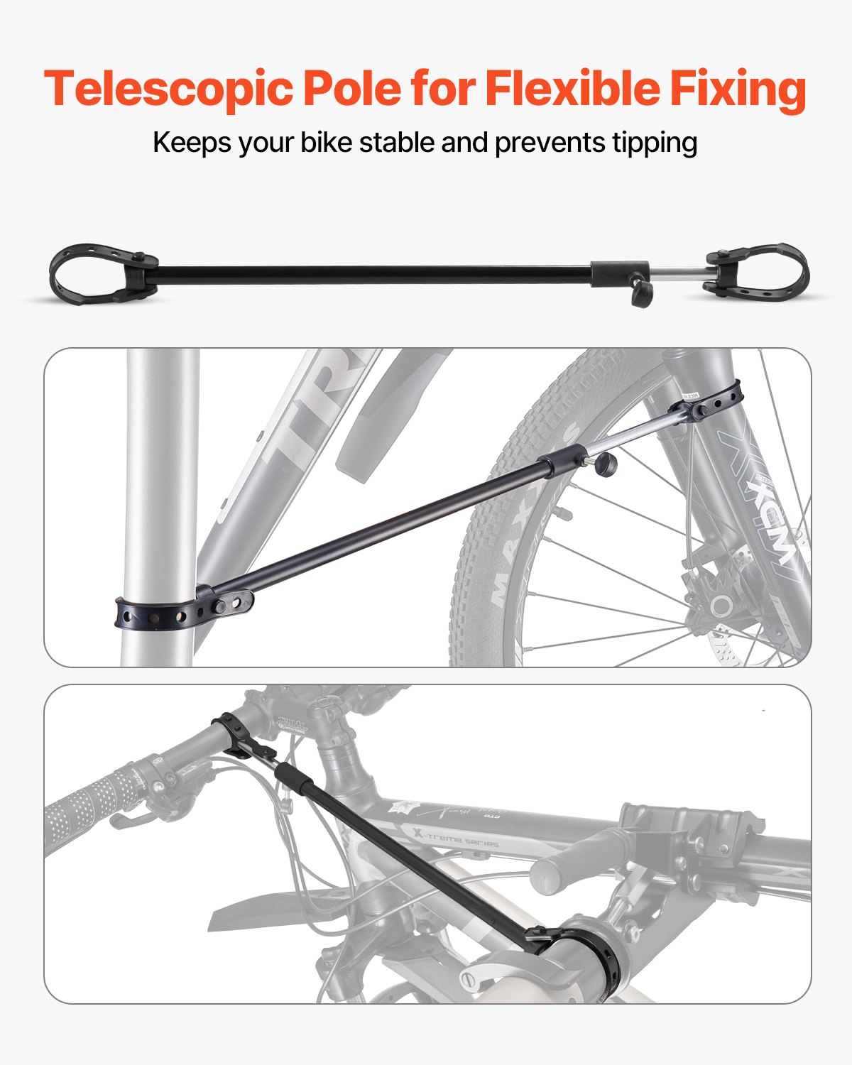 Bike Repair Stand, Max. 49.9 kg Heavy-duty Bicycle Work Stand with 1025-1510 mm Adjustable Height & Large Tool Tray, Foldable Ebike Maintenance Rack, Shop Home Mechanics for Mountain Road Bike - Image 5
