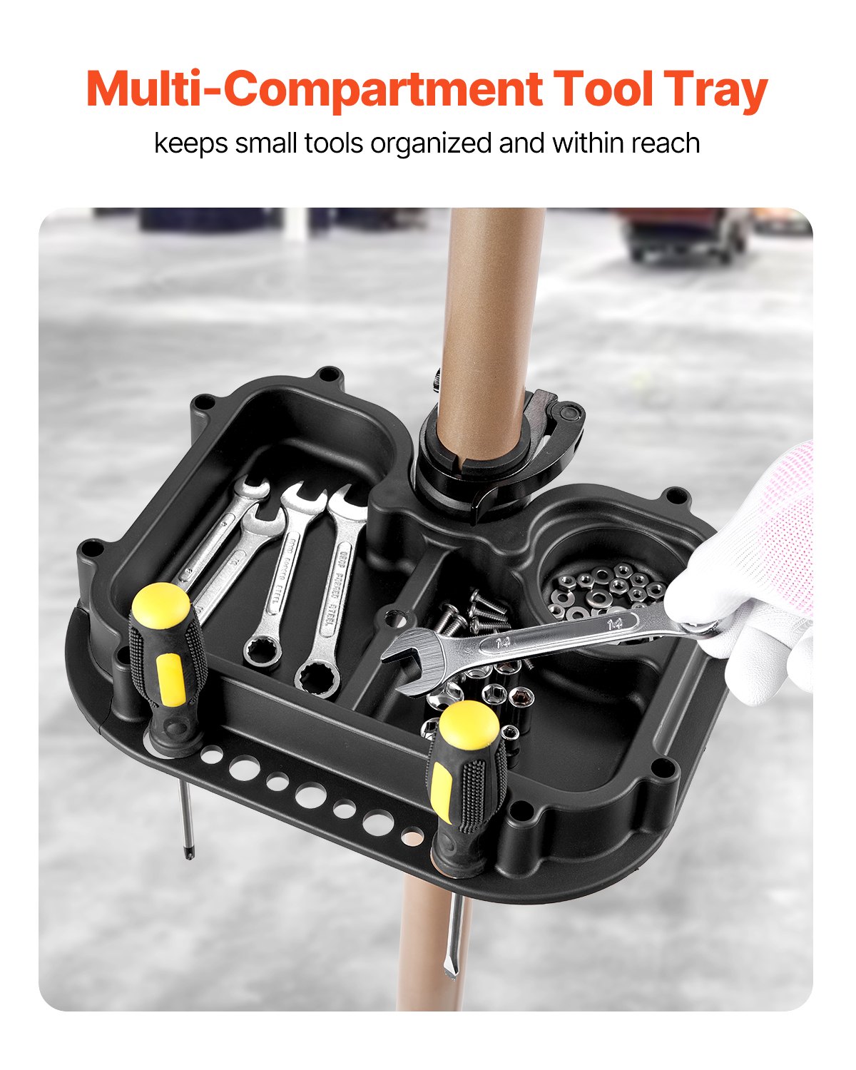 Bike Repair Stand, Max. 49.9 kg Heavy-duty Bicycle Work Stand with 1025-1510 mm Adjustable Height & Large Tool Tray, Foldable Ebike Maintenance Rack, Shop Home Mechanics for Mountain Road Bike - Image 6