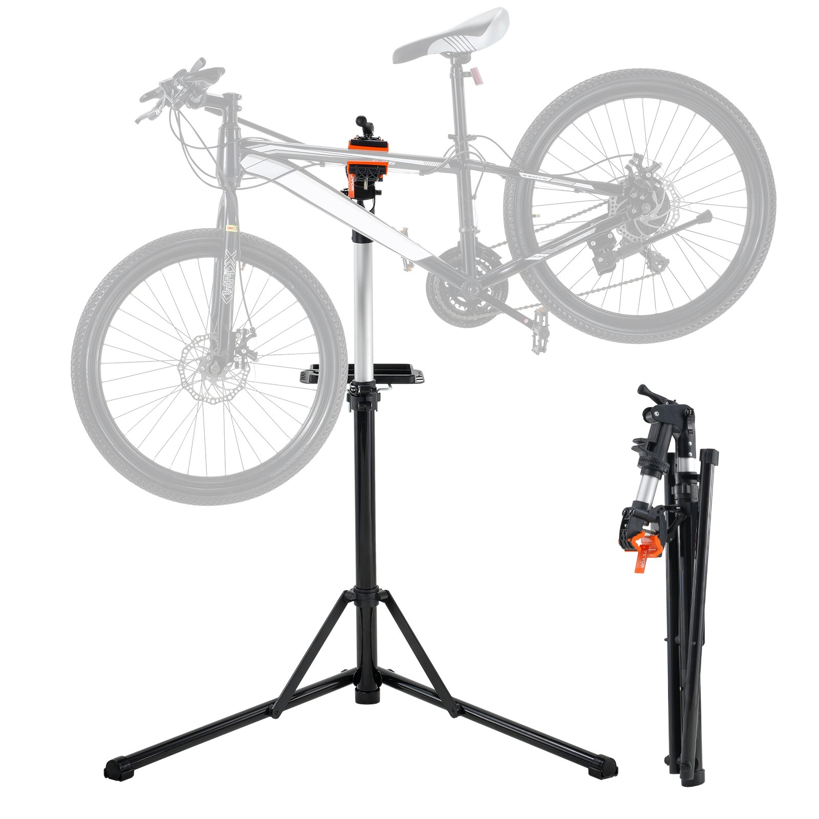 Bike Repair Stand, 66 lbs Heavy-duty Aluminum Bicycle Repair Stand, Adjustable Height Bike Maintenance Workstand with Magnetic Tool Tray Telescopic Arm, Foldable Bike Work Stand for Home, Shops - Image 1