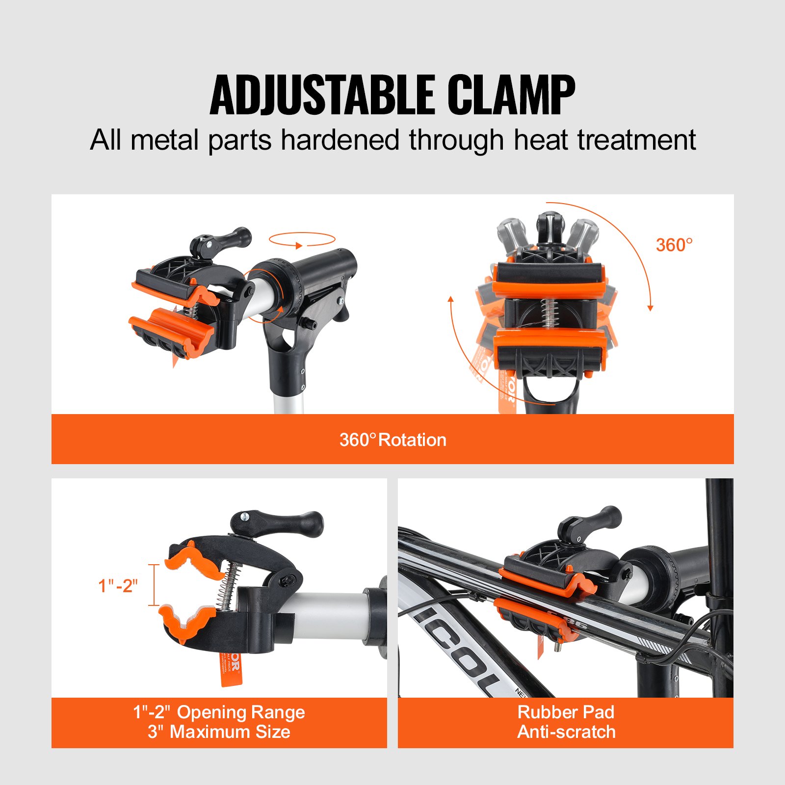 Bike Repair Stand, 66 lbs Heavy-duty Aluminum Bicycle Repair Stand, Adjustable Height Bike Maintenance Workstand with Magnetic Tool Tray Telescopic Arm, Foldable Bike Work Stand for Home, Shops - Image 4