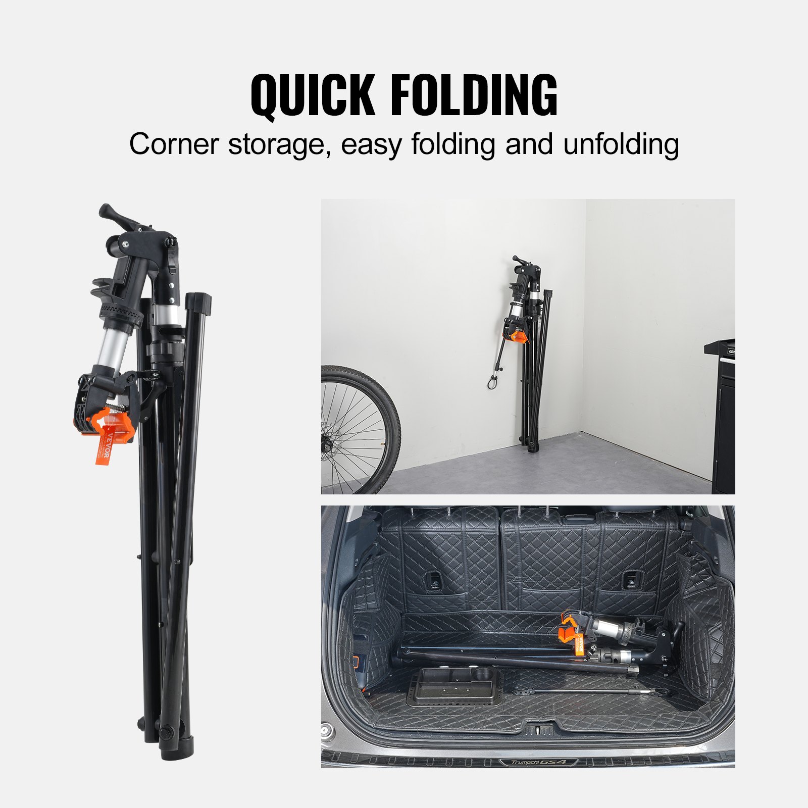 Bike Repair Stand, 66 lbs Heavy-duty Aluminum Bicycle Repair Stand, Adjustable Height Bike Maintenance Workstand with Magnetic Tool Tray Telescopic Arm, Foldable Bike Work Stand for Home, Shops - Image 6