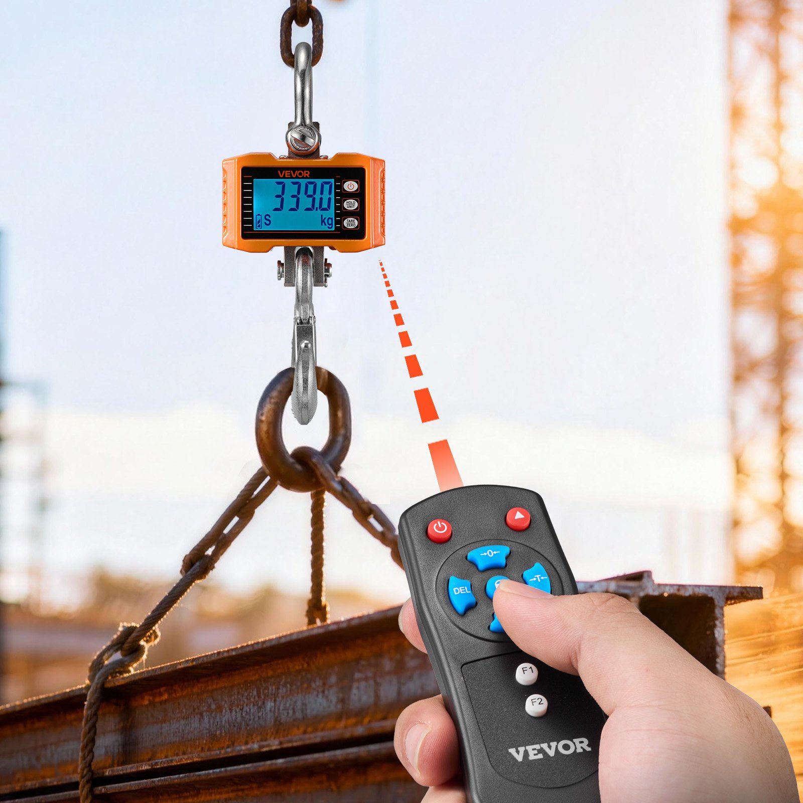 Digital Crane Scale, 4400 lbs/2000 kg Max Capacity, Heavy Duty Industrial Hanging Scale with Cast Aluminum Case & LCD Display, 500 g Division & 3 Unit Switch, Remote Control for Garage Factory - Image 8