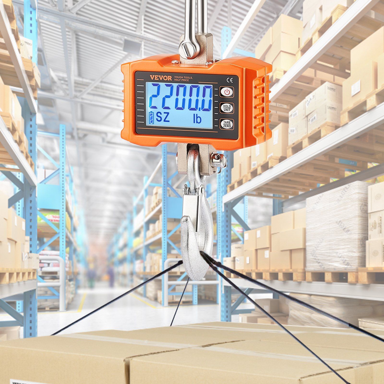 Digital Crane Scale, 2200 lbs/1000 kg, Industrial Heavy Duty Hanging Scale with Remote Control, Cast Aluminum Case & LCD Screen, High Precision for Construction, Factory, Farm, Hunting (Orange) - Image 8