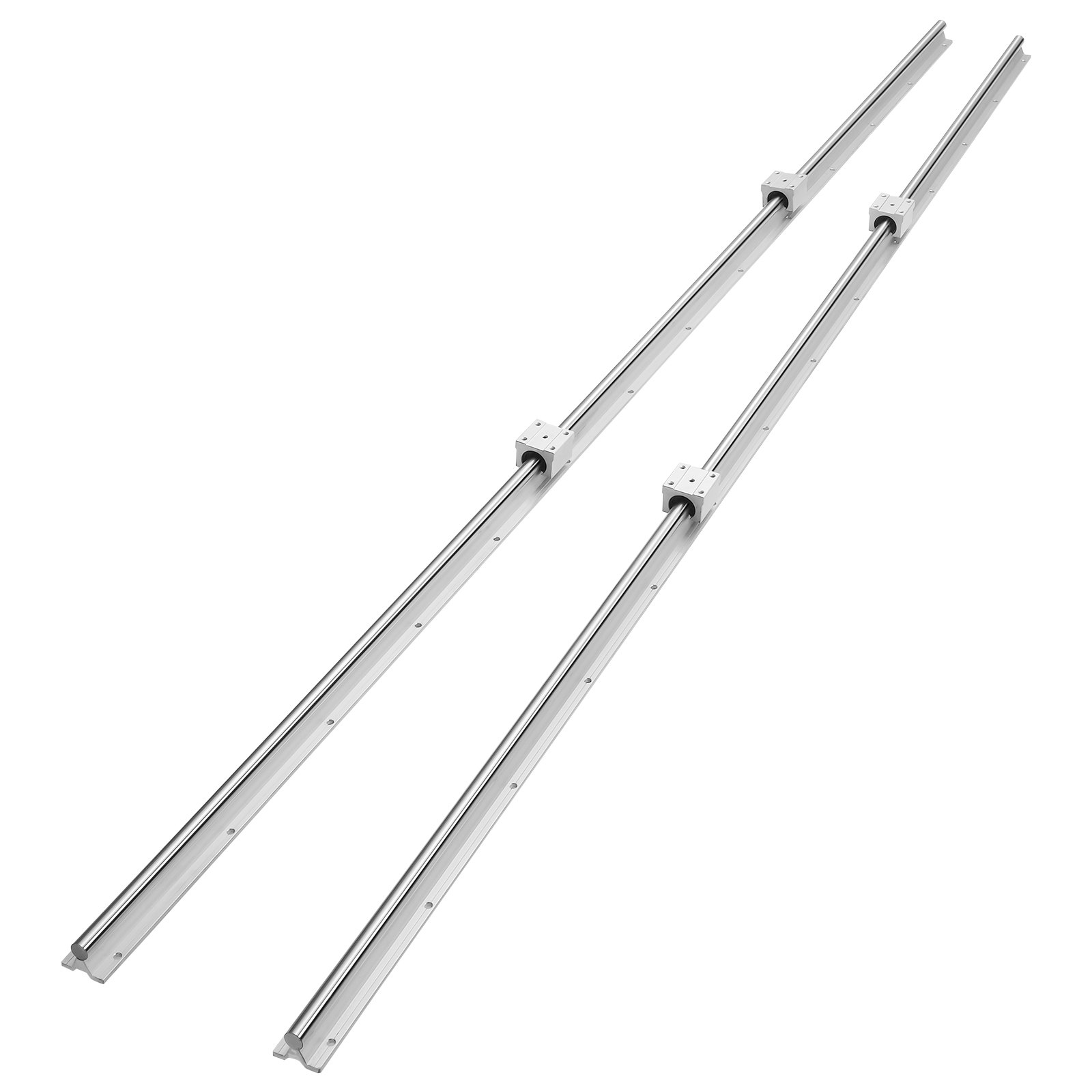 Linear Guide Rail Set, SBR20 1800mm, 2 PCS 70.9 in/1800 mm SBR20 Guide Rails and 4 PCS SBR20UU Slide Blocks, Linear Rails and Bearings Kit for Automated Machines DIY Project CNC Router Machines - Image 1
