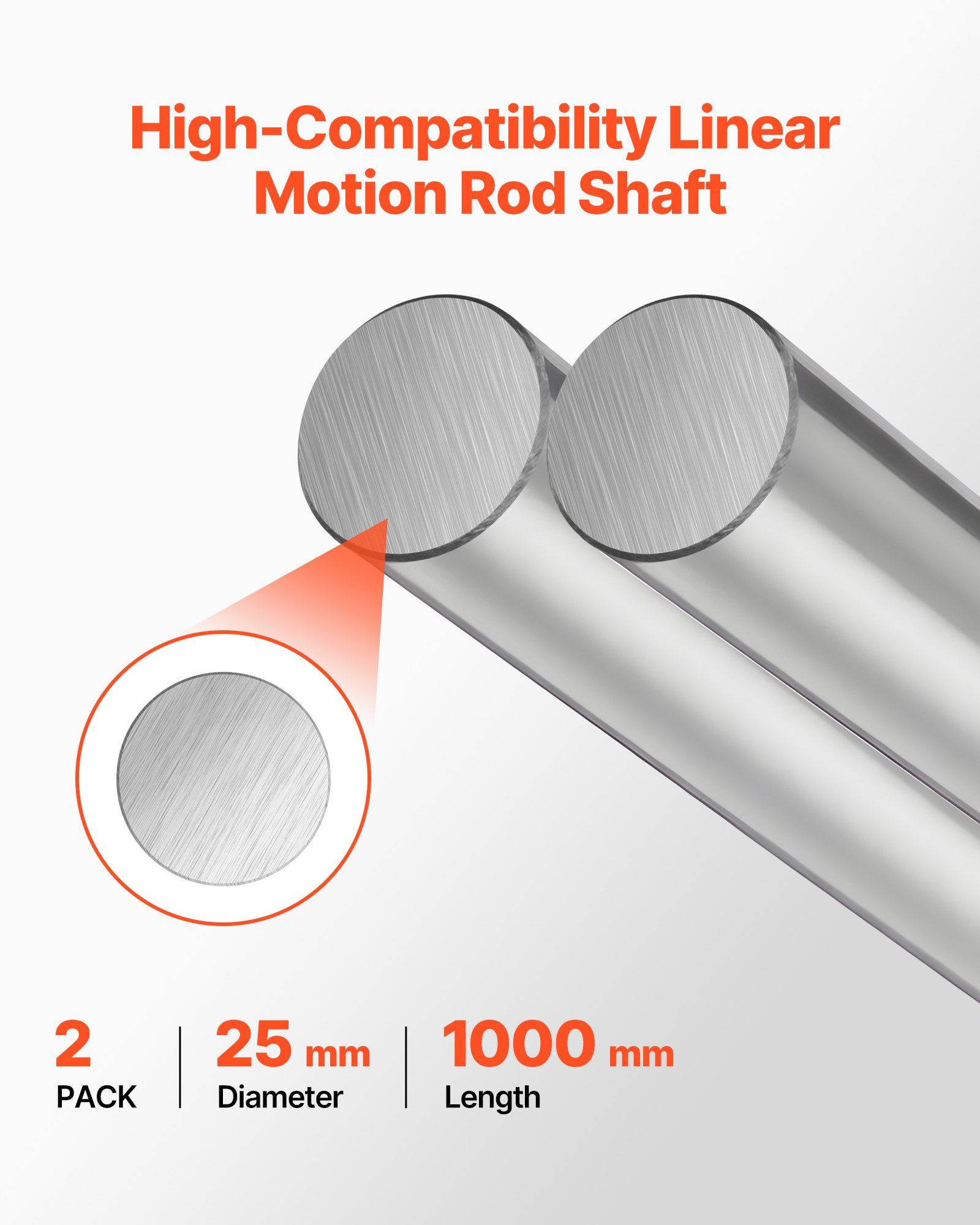 2PCS Linear Motion Rod, 25 mm x 1000 mm (0.98 x 39.4 in), SFC25 Carbon Steel Linear Rod Shaft, Anti Rust and High Precision, High Hardness Shaft, for Cutting Grinding Milling Drilling Machine - Image 2
