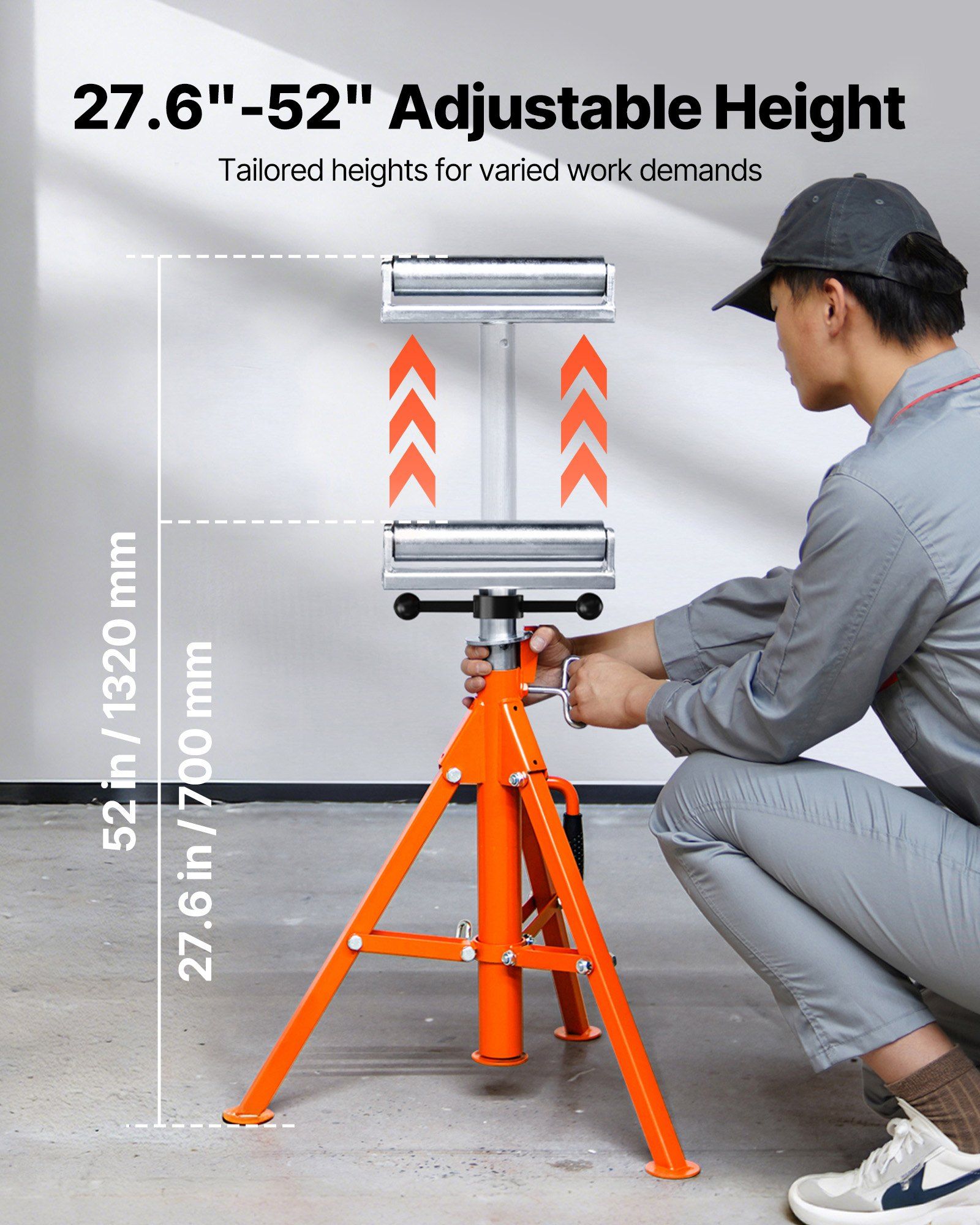 Roller Stand, Heavy Duty 1136 KG Load Capacity, 27.6
