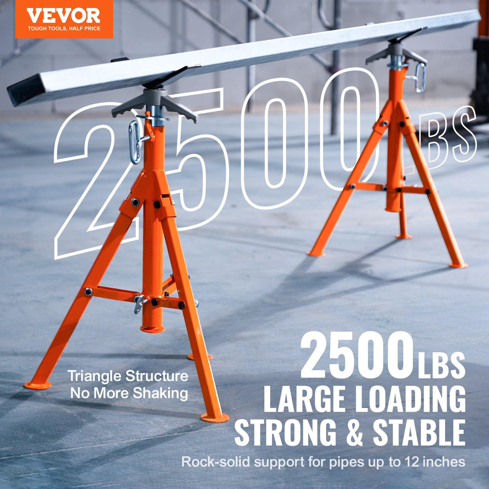 Pipe Stand, 2500LBS Heavy Duty Pipe Jack Stands, 27.2