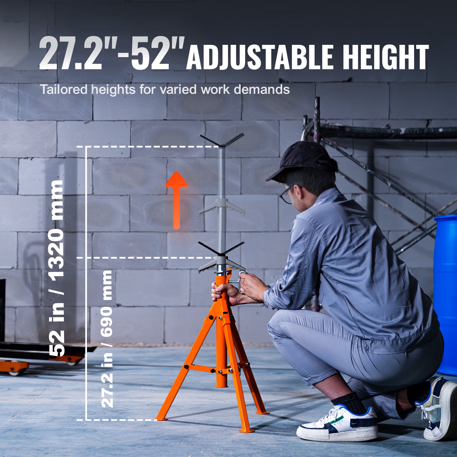 Pipe Stand, 2500LBS Heavy Duty Pipe Jack Stands, 27.2
