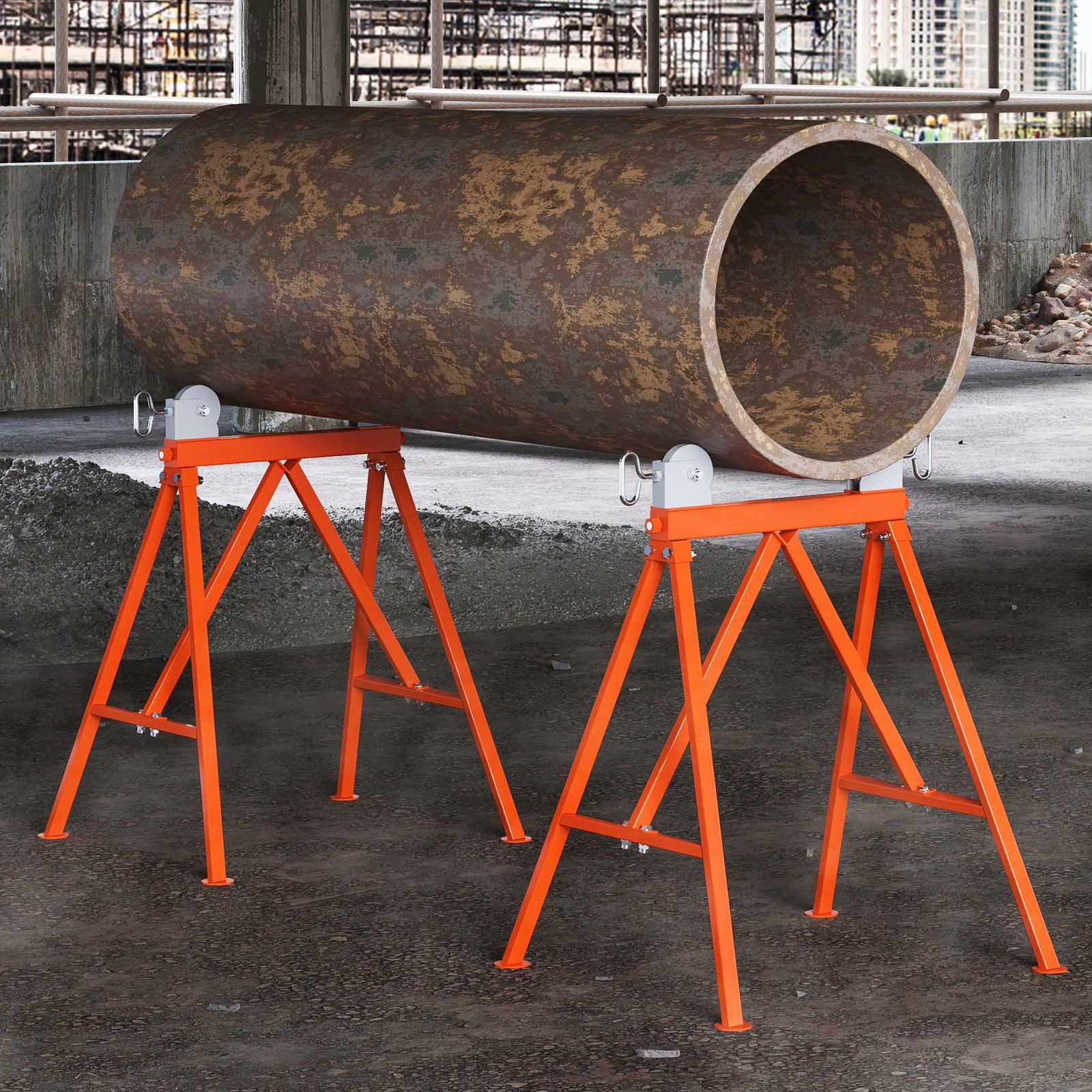 Pipe Stand with Roller Head 2500 LBS Load for 2-36 inches Pipes 45# Steel - Image 8