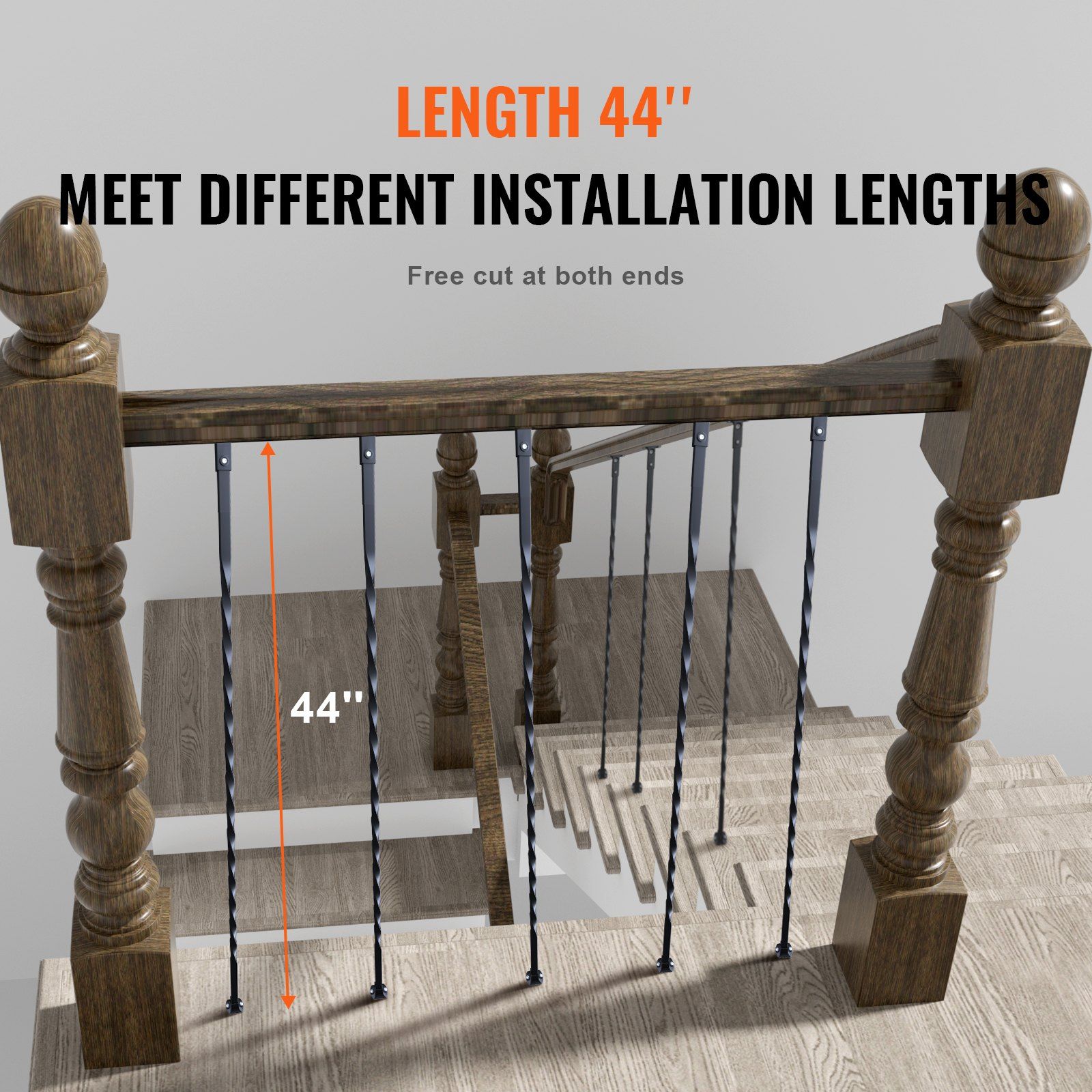 Staircase Metal Balusters, 44'' x 1/2