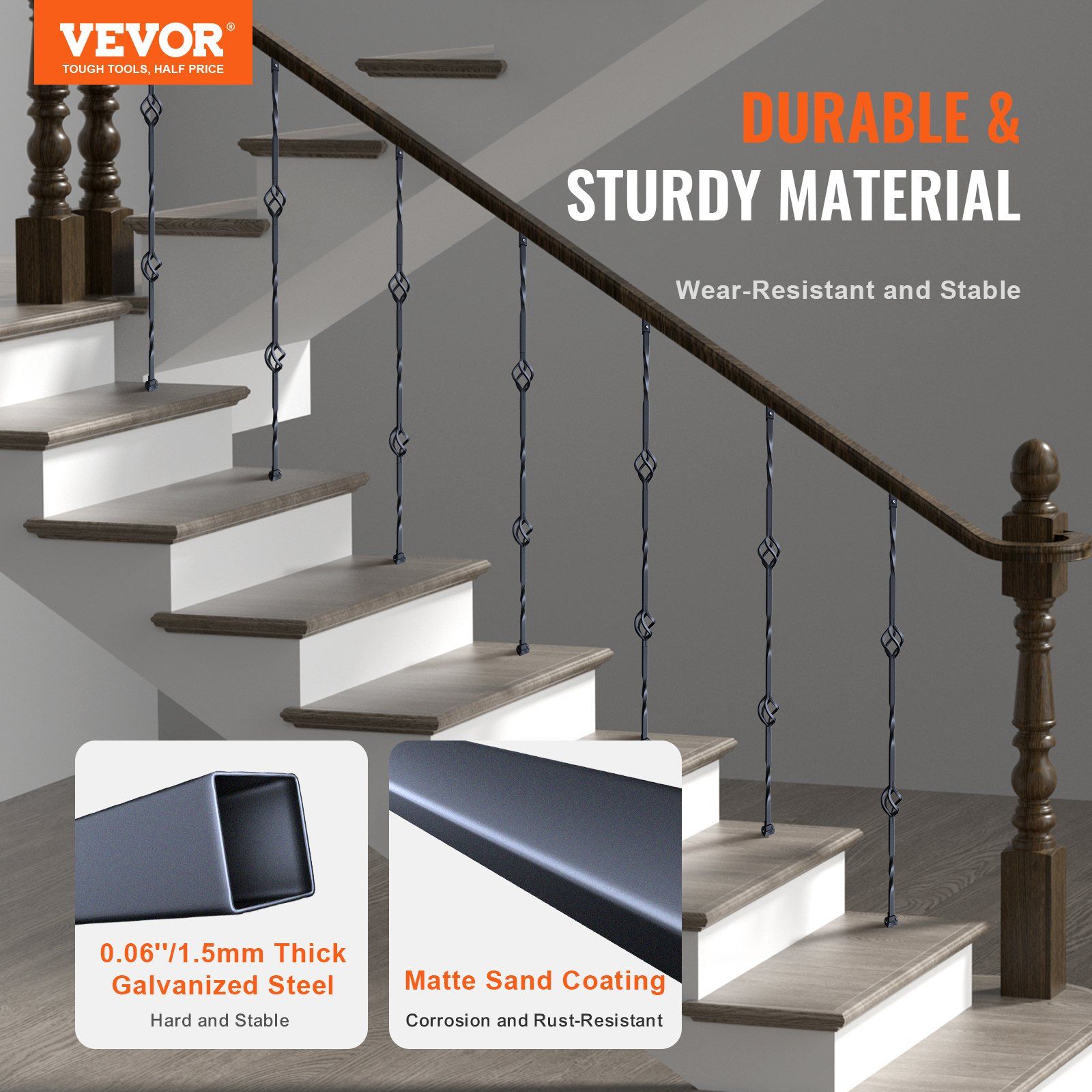 Staircase Metal Balusters, 44'' x 1/2