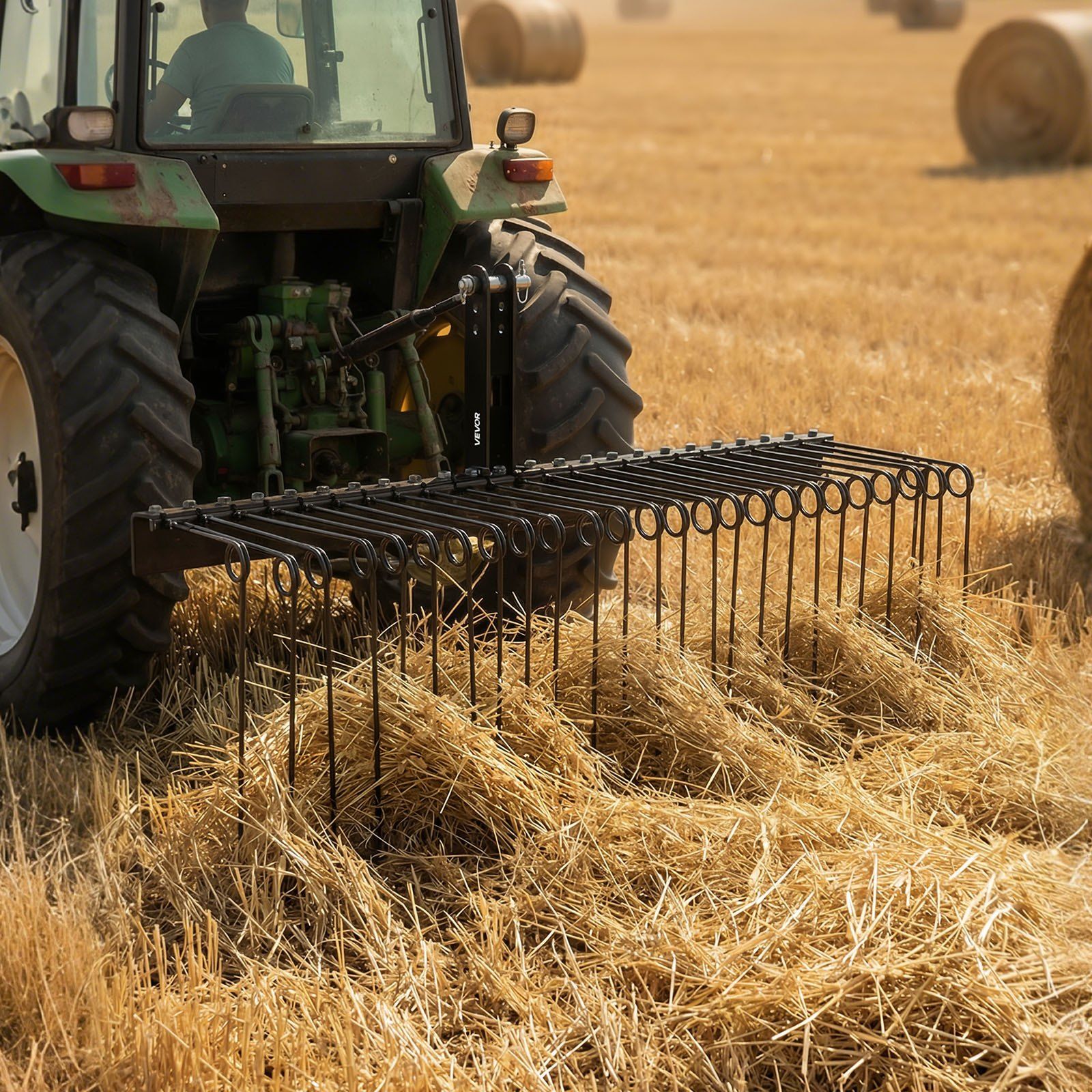 150 cm Tow Behind Landscape Rake, 3 Point Hitch Lawn Dethatcher Rake, 26 Spring Steel Tines, for Category 1 Tractors, Heavy Duty & Rust-Resistant Rakes Tractor Attachments for Leaves Pine Needles - Image 8