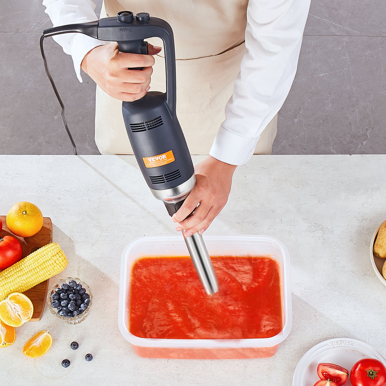 Commercial Immersion Blender, 350W Heavy Duty Hand Mixer, 12 inch Stepless Variable Speed Mixer with Stainless Steel Blade, Multi-Purpose Portable Mixer for Soup, Sauces, Mashed Potatoes, Cream - Image 8