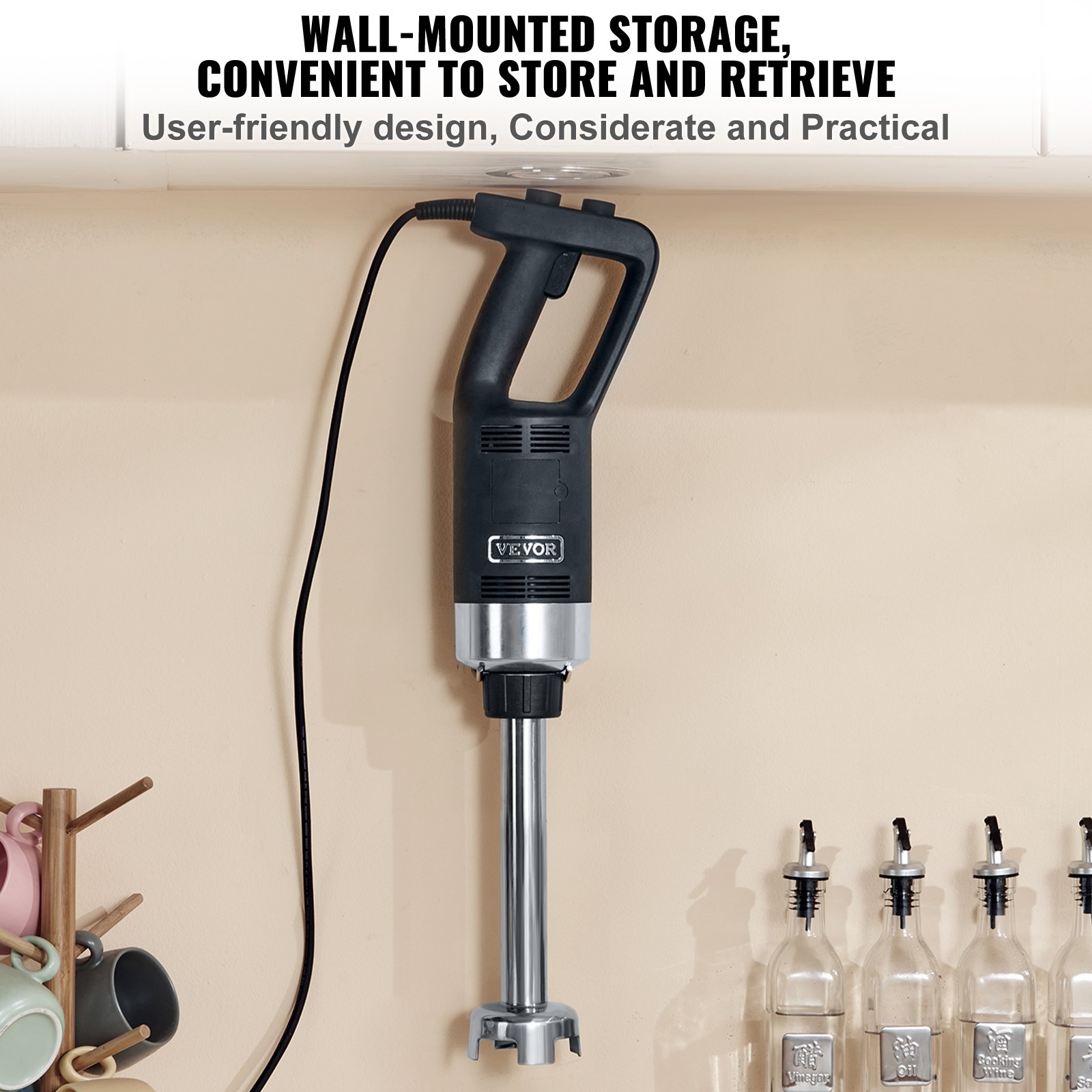 Commercial Immersion Blender, 500 Watt Heavy Duty Hand Mixer, Variable Speed Kitchen Stick Mixer with 304 Stainless Steel Blade, Multi-Purpose Portable Mixer for Soup, Smoothie, Puree, Baby Food - Image 6