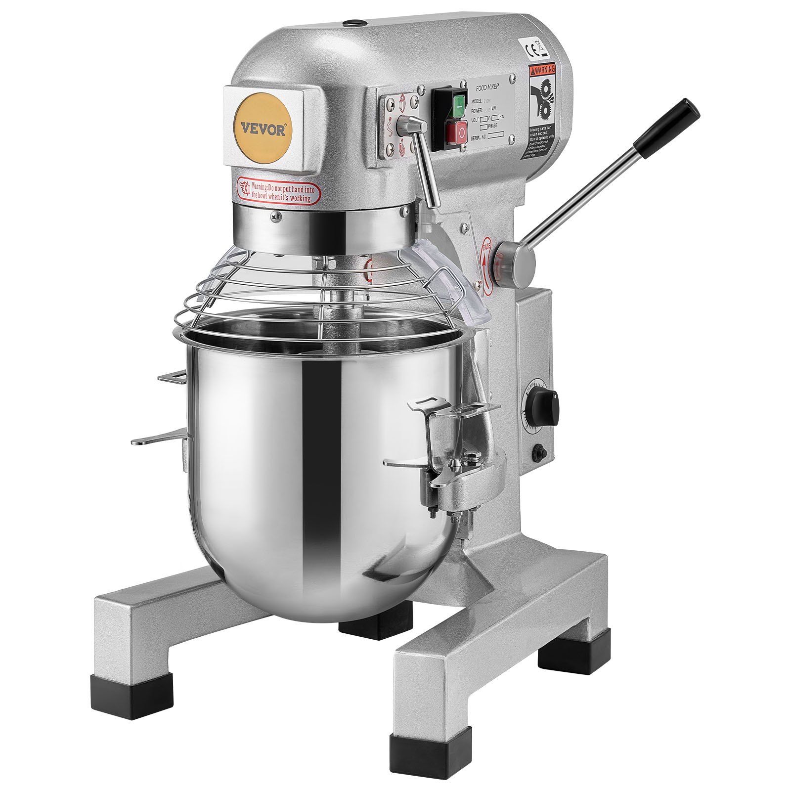 Commercial Food Mixer, 10L Commercial Stand Mixer with 3 Adjustable Speeds, 550W Dough Mixer with Stainless Steel Bowl and 3 Mixing Attachments, Ideal for Restaurant, Bakery, Pastry shop, Cafe - Image 1