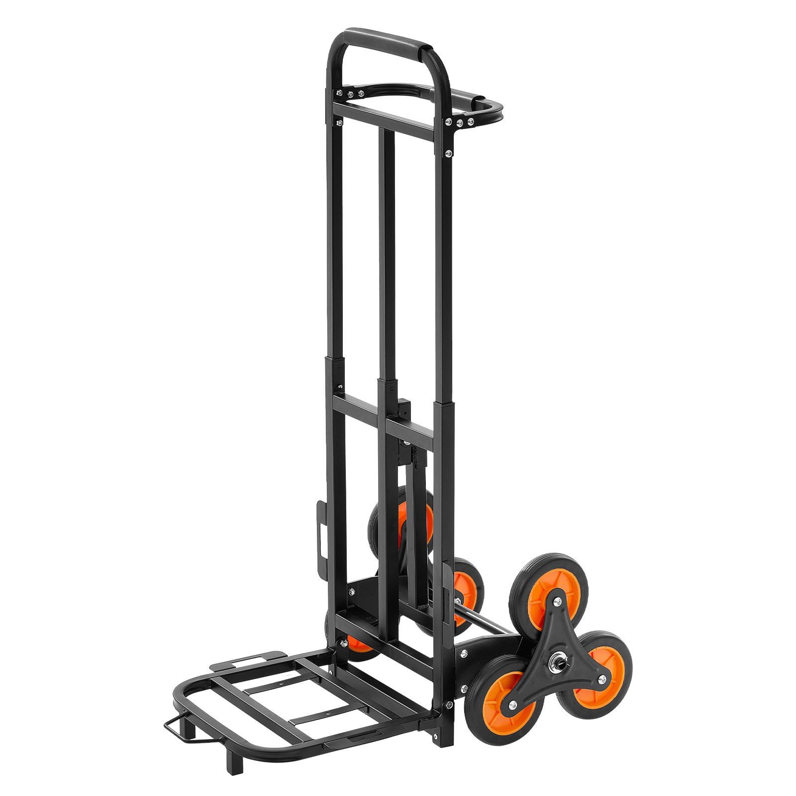 Stair Climbing Cart, 100 kg Stair-Climbing Capacity, Heavy-Duty Folding Trolley Cart with Telescoping Handle, 6 Wheels and 2 Bungee Cords, Stair Climber Dolly for Home, Groceries, Warehouse - Image 1