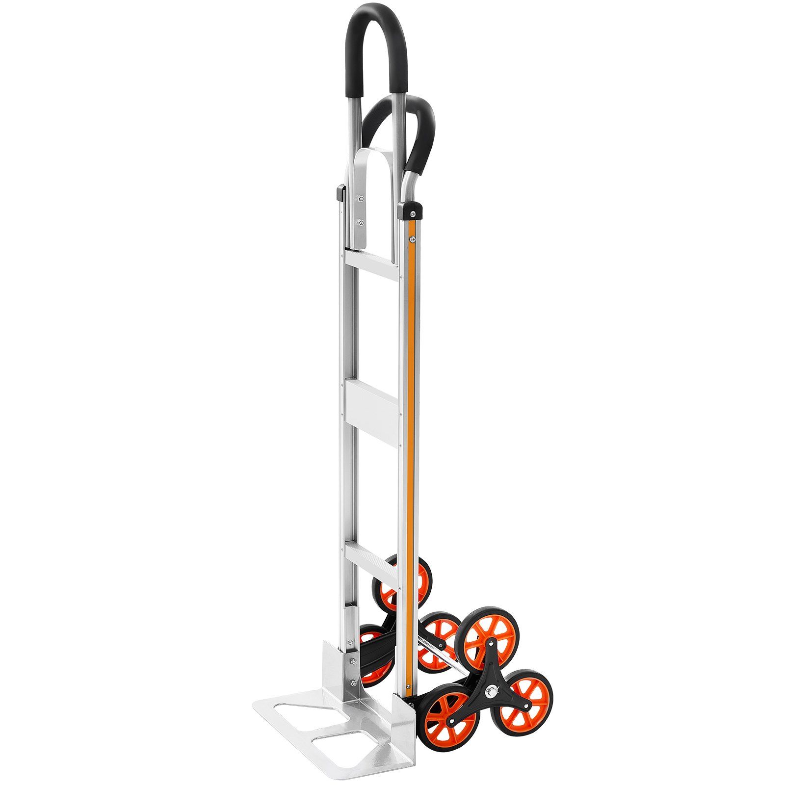 Stair Climbing Cart, 150 kg Stair-Climb Capacity, Aluminum Alloy Folding Trolley Cart with Telescoping Handle, 6 Wheels and 2 Bungee Cords, Stair Climber Dolly for Home, Groceries, Warehouse - Image 1
