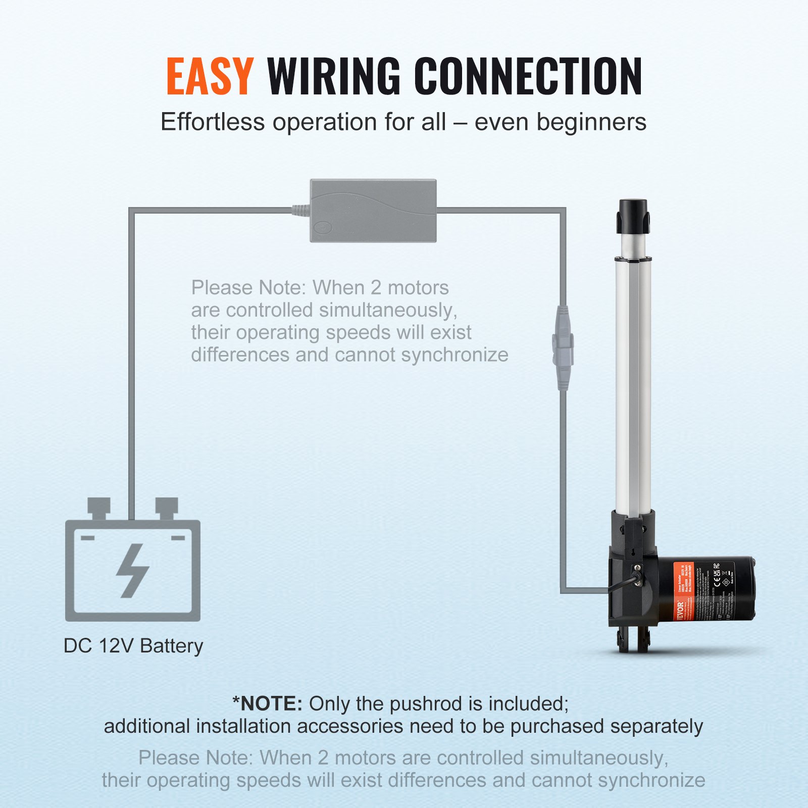 Linear Actuator 12V, 10 Inch Heavy Duty 1320lbs/6000N Linear Actuator, 0.19
