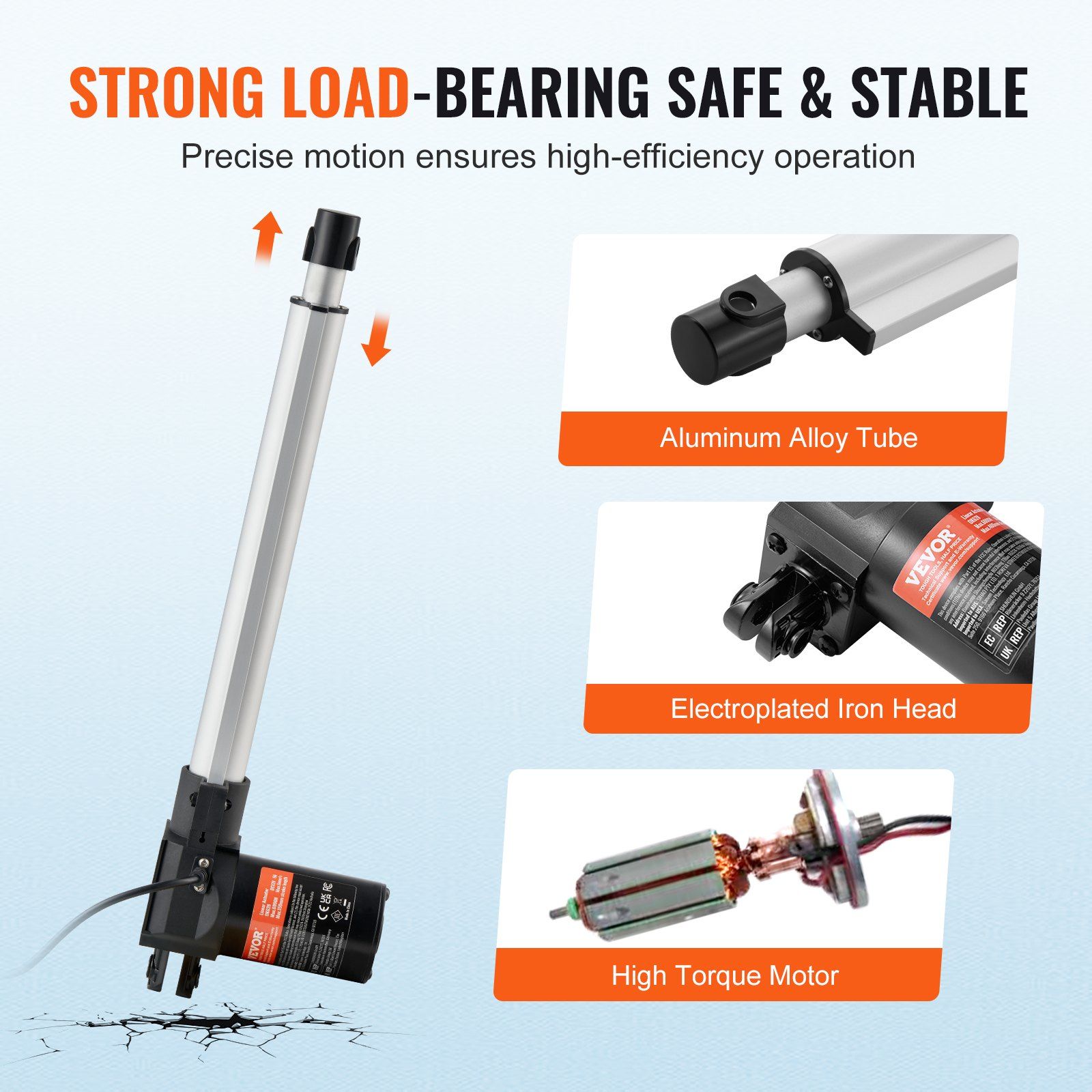 Linear Actuator 12V, 12 Inch Heavy Duty 1320lbs/6000N Linear Actuator, 0.19