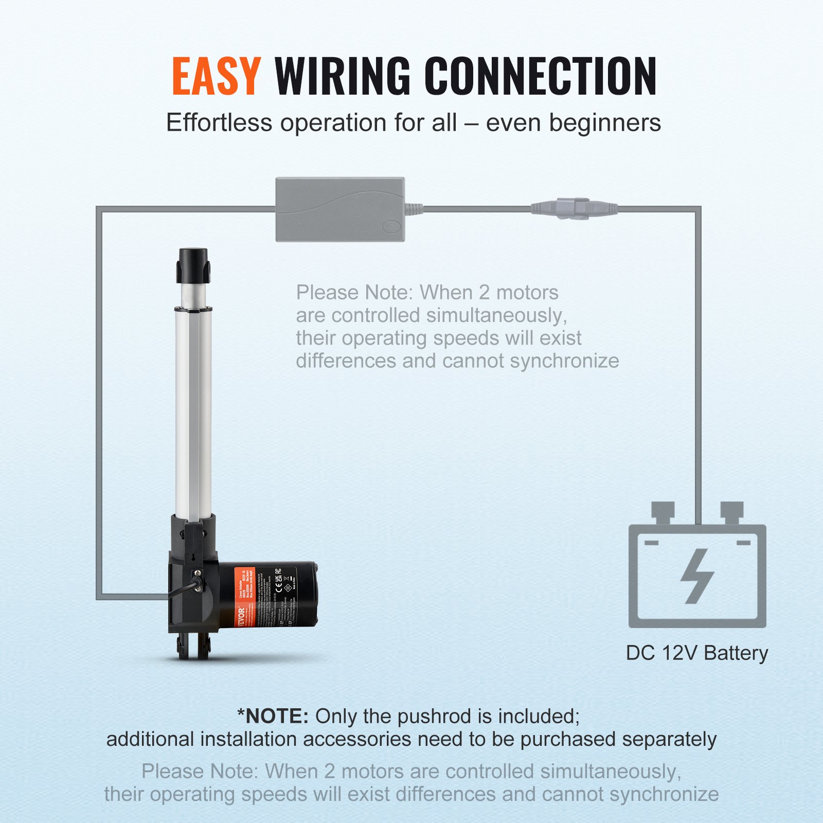 Linear Actuator 12V, 8 Inch Heavy Duty 1320lbs/6000N Linear Actuator, 0.19