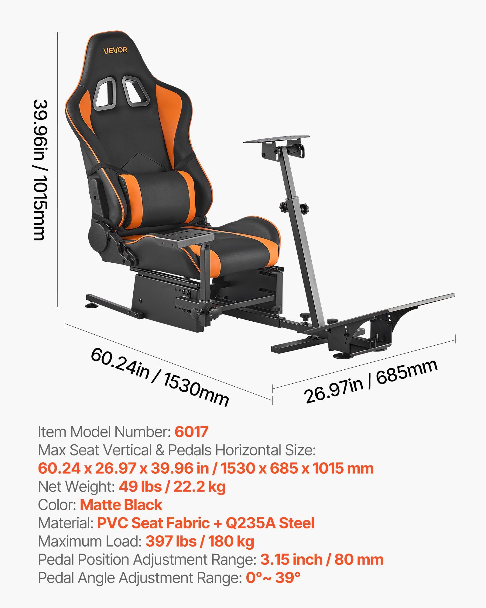 Racing Wheel Stand, Heavy-Duty Simulator Cockpit Steering Wheel Stand, Fit Logitech G25, G27, G29, G920, G923, Thrustmaster T300RS, TX F458, T500RS, T3PA-PRO (F1/GT) and CSR Pedals - Image 7
