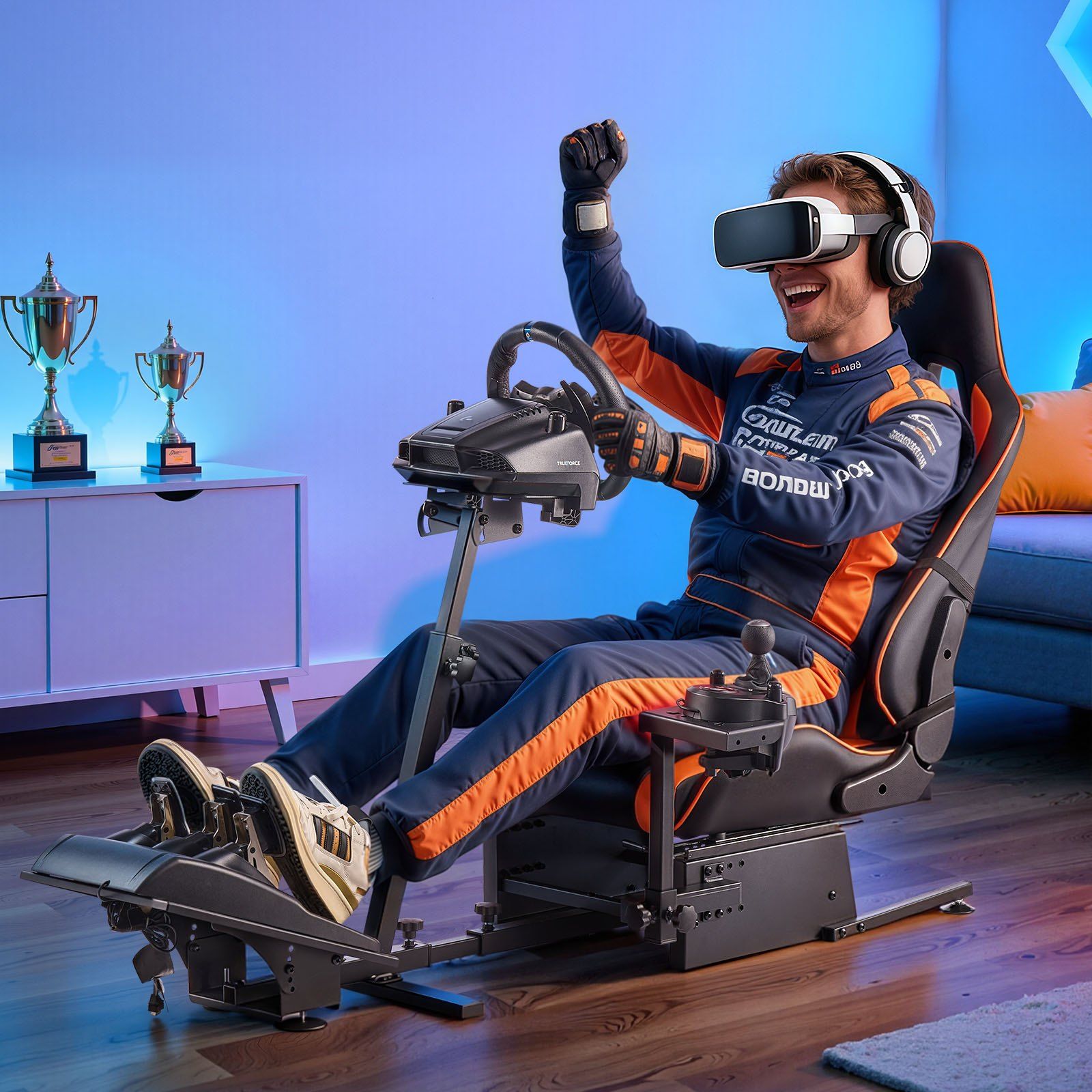 Racing Wheel Stand, Heavy-Duty Simulator Cockpit Steering Wheel Stand, Fit Logitech G25, G27, G29, G920, G923, Thrustmaster T300RS, TX F458, T500RS, T3PA-PRO (F1/GT) and CSR Pedals - Image 8
