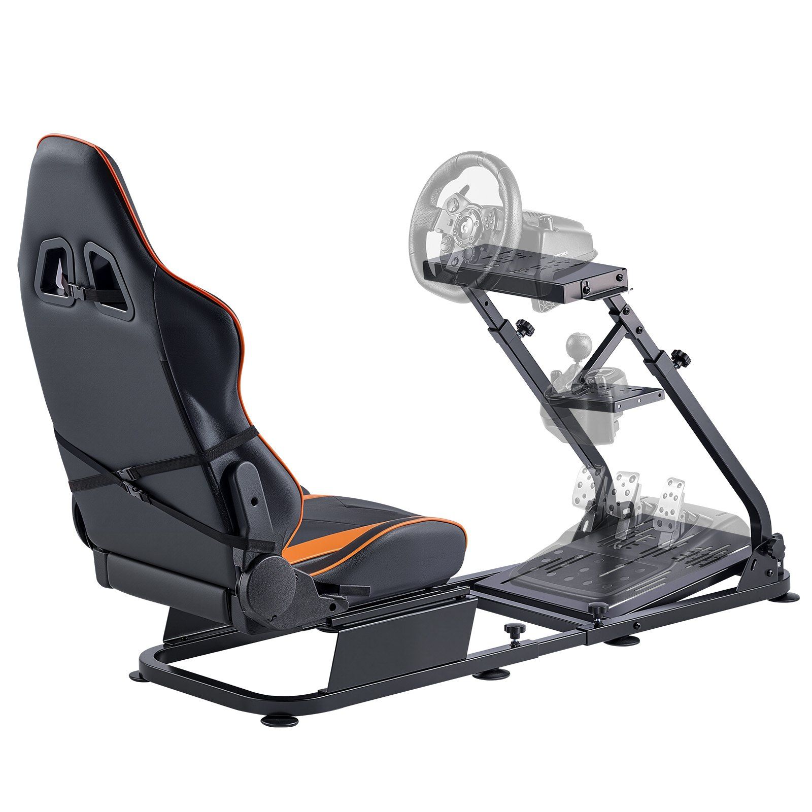 Racing Wheel Stand, Heavy-Duty Simulator Cockpit Steering Stand with Dual-Rail Dual-Arm, Fit Logitech G25,G27,G29,G920,G923, Thrustmaster T300RS,TX F458,T500RS,T3PA-PRO (F1/GT) and CSR Pedals - Image 1