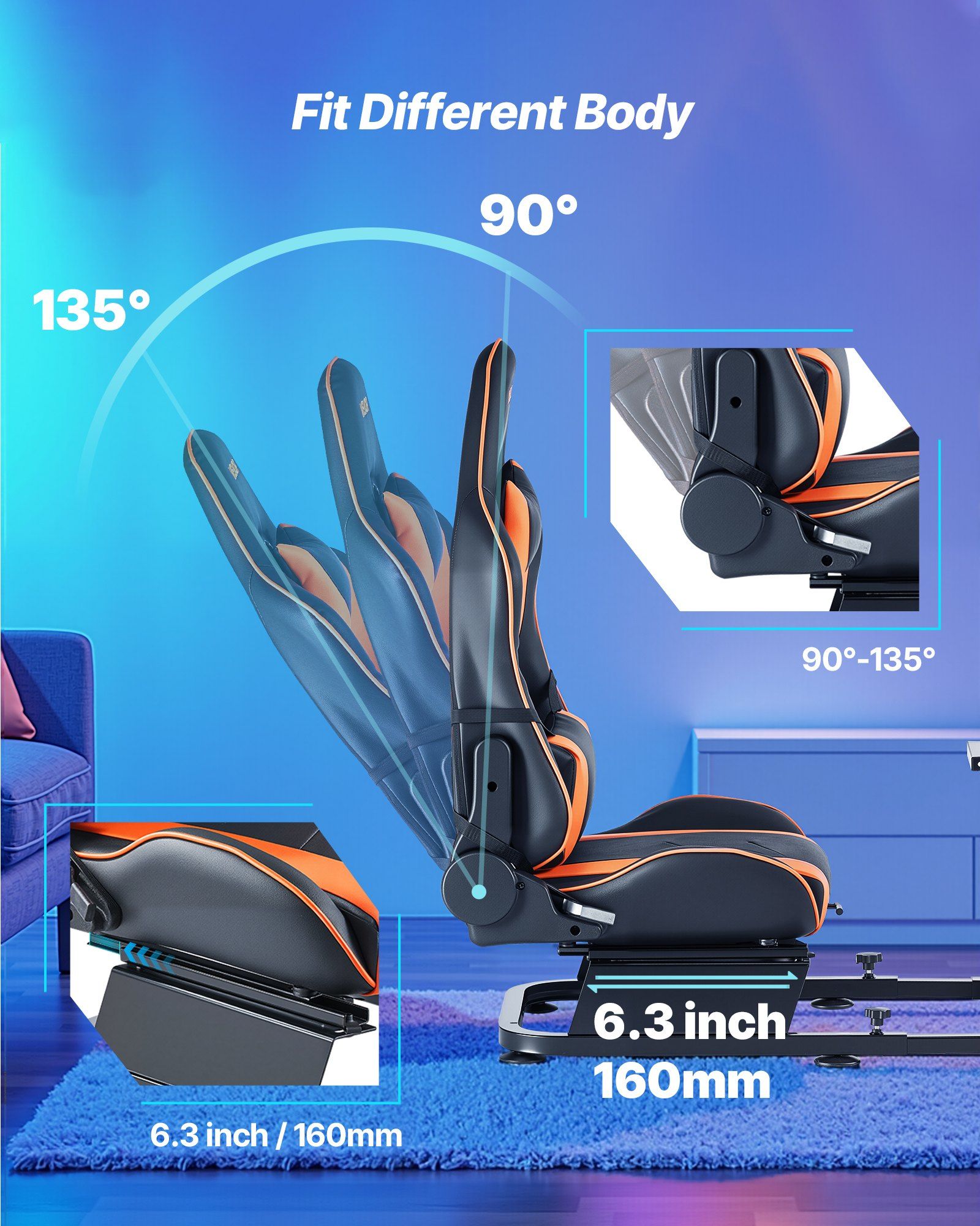Racing Wheel Stand, Heavy-Duty Simulator Cockpit Steering Stand with Dual-Rail Dual-Arm, Fit Logitech G25,G27,G29,G920,G923, Thrustmaster T300RS,TX F458,T500RS,T3PA-PRO (F1/GT) and CSR Pedals - Image 5