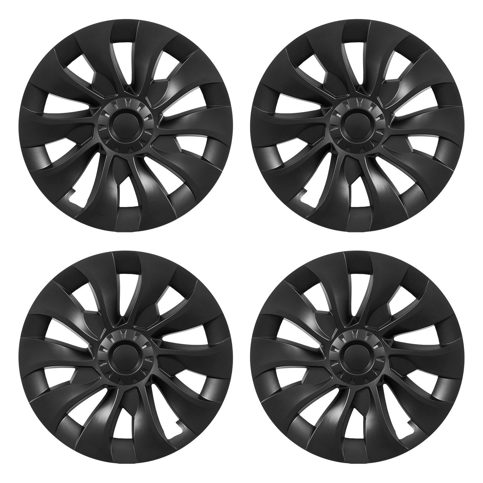 Hubcaps Wheel Covers for 2017-2023 Tesla Model 3, 18 Inch Set of 4 Wheel Rim Cover Hubcaps OEM Style Replacement, R18 Size Snap On Car Hub Caps, Premium 10-Spoke ABS Tire Rim Caps, Matte Black - Image 1