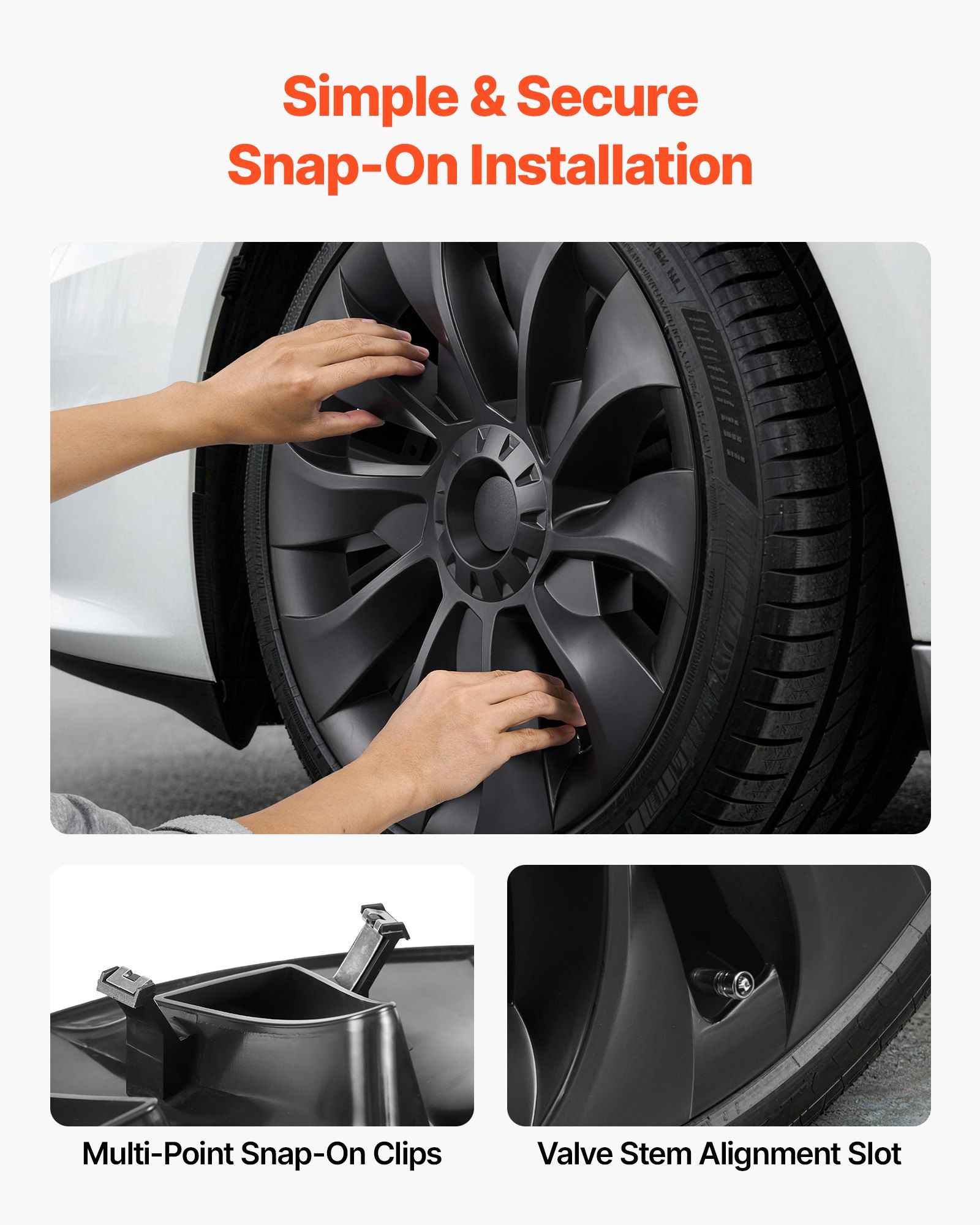 Hubcaps Wheel Covers for 2017-2023 Tesla Model 3, 18 Inch Set of 4 Wheel Rim Cover Hubcaps OEM Style Replacement, R18 Size Snap On Car Hub Caps, Premium 10-Spoke ABS Tire Rim Caps, Matte Black - Image 4