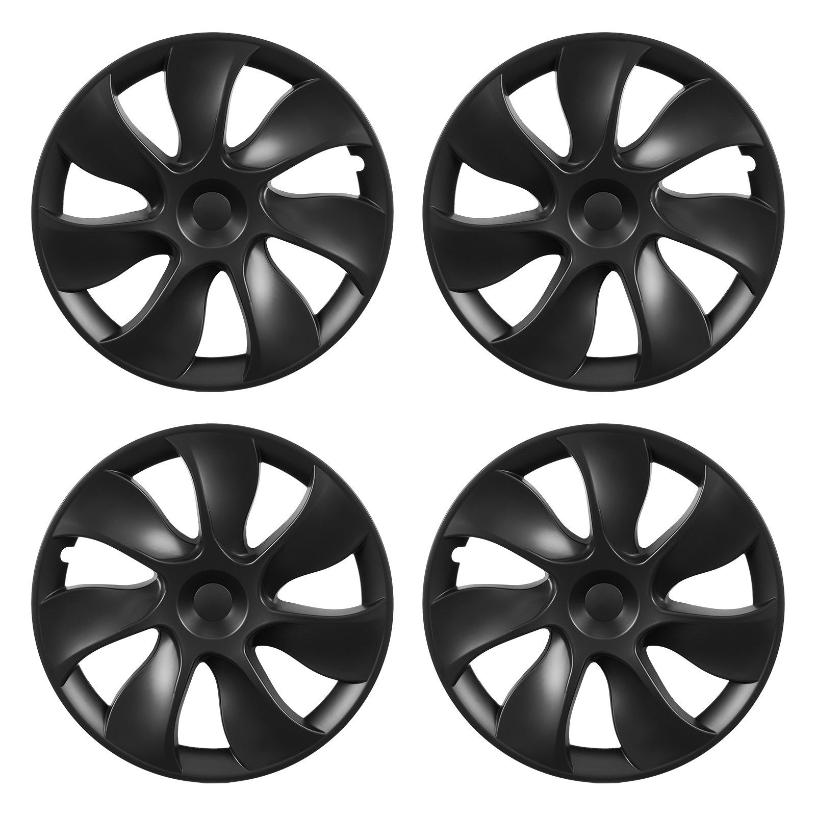 Hubcaps Wheel Covers for 2021-2024 Tesla Model Y, 19 Inch Set of 4 Wheel Rim Cover Hubcaps OEM Style Replacement, R19 Size Snap On Car Hub Caps, Premium 7-Spoke ABS Tire Rim Caps, Matte Black - Image 1
