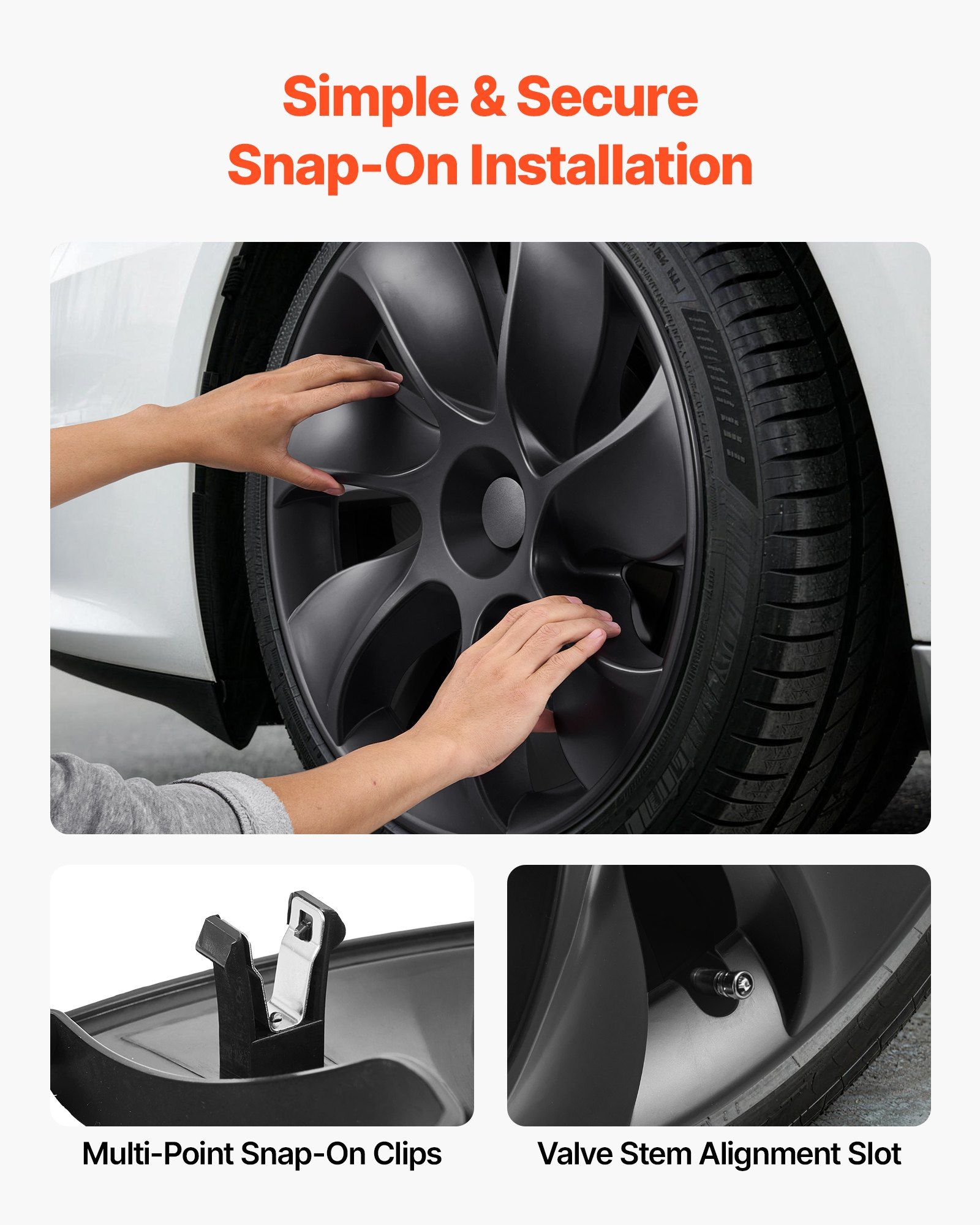 Hubcaps Wheel Covers for 2021-2024 Tesla Model Y, 19 Inch Set of 4 Wheel Rim Cover Hubcaps OEM Style Replacement, R19 Size Snap On Car Hub Caps, Premium 7-Spoke ABS Tire Rim Caps, Matte Black - Image 4