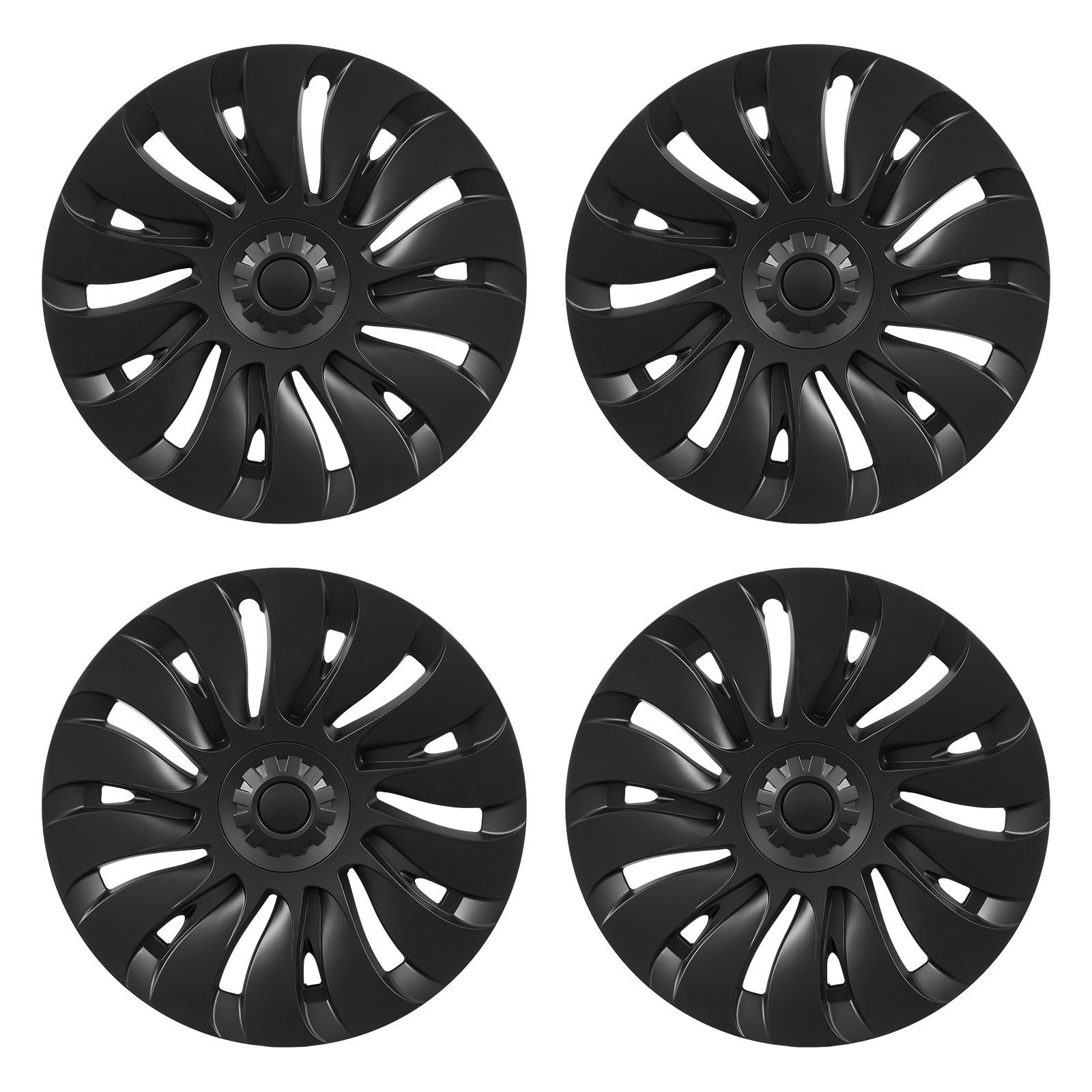 Hubcaps Wheel Covers for 2021-2024 Tesla Model Y, 19 Inch Set of 4 Wheel Rim Cover Hubcaps OEM Style Replacement, R19 Size Snap On Car Hub Caps, Premium 14-Spoke ABS Tire Rim Caps, Matte Black - Image 1