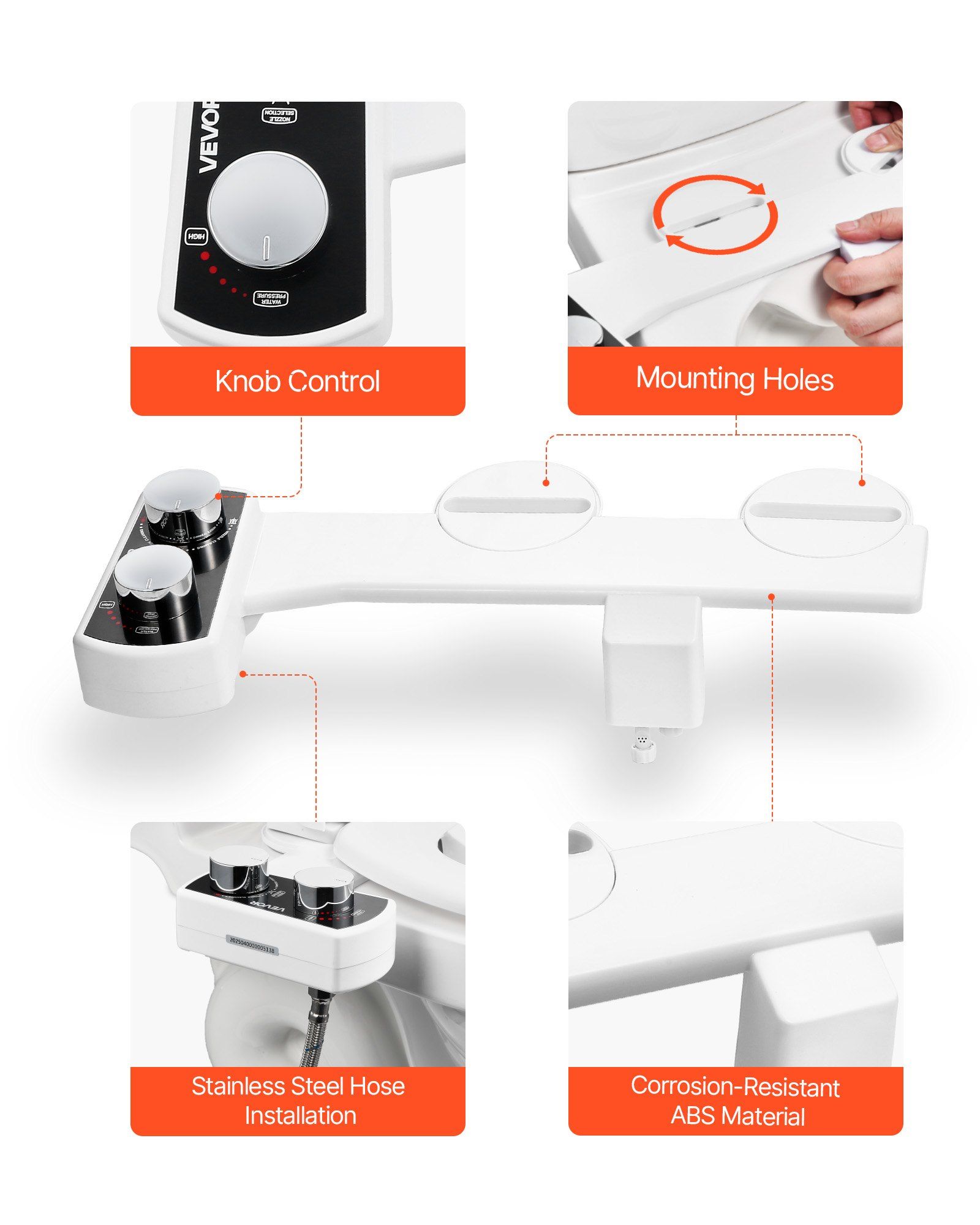 Bidet Attachment for Toilet, Non-Electric Bidet Toilet Seat Attachment - Dual Retractable Nozzles, Adjustable Water Pressure,  Easily Installed Cold Water Sprayer for Rear Feminine Wash, White - Image 6