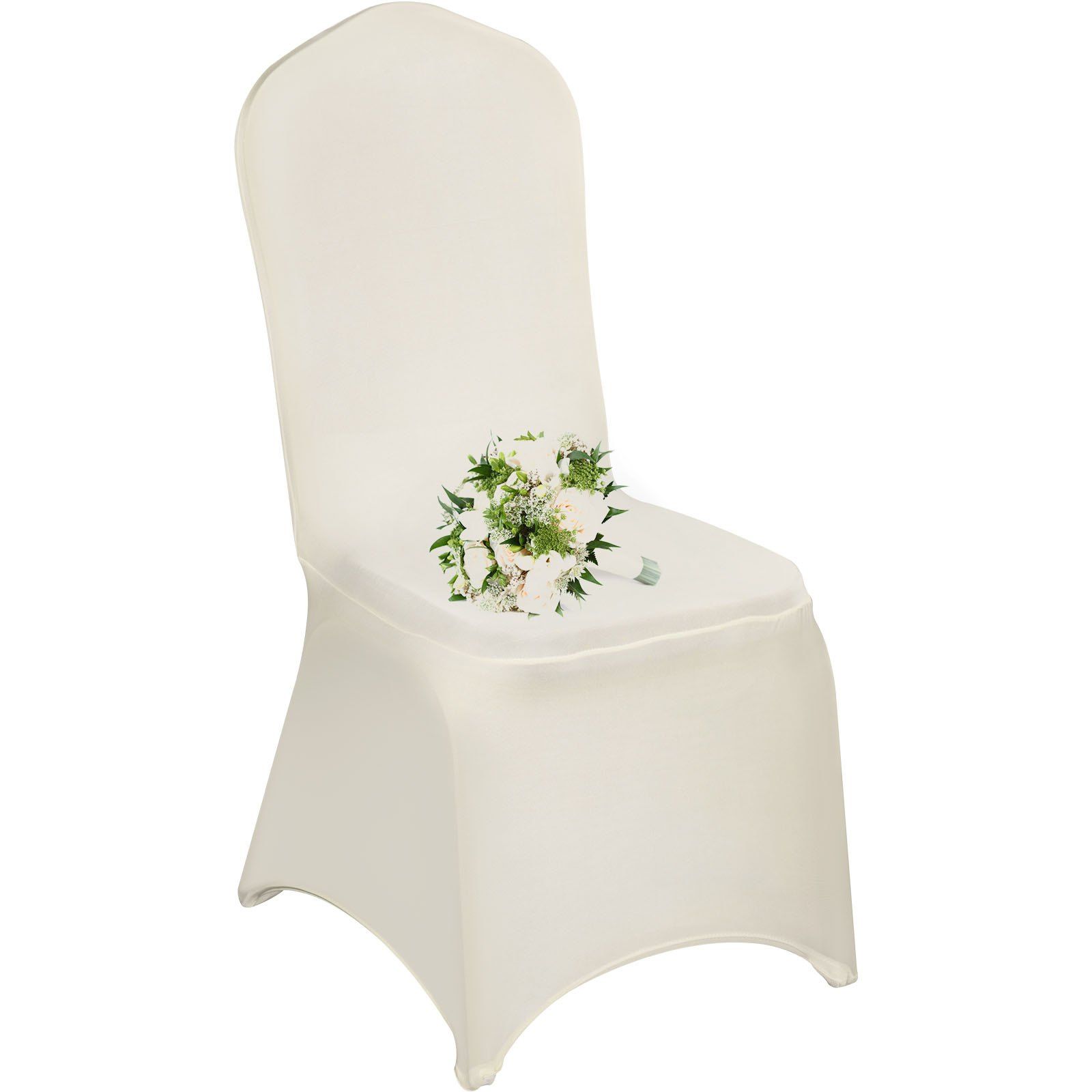 Stretch Spandex Folding Chair Covers, Universal Fitted Chair Cover, Removable Washable Protective Slipcovers, for Wedding, Holiday, Banquet, Party, Celebration, Dining (100PCS Beige) - Image 1
