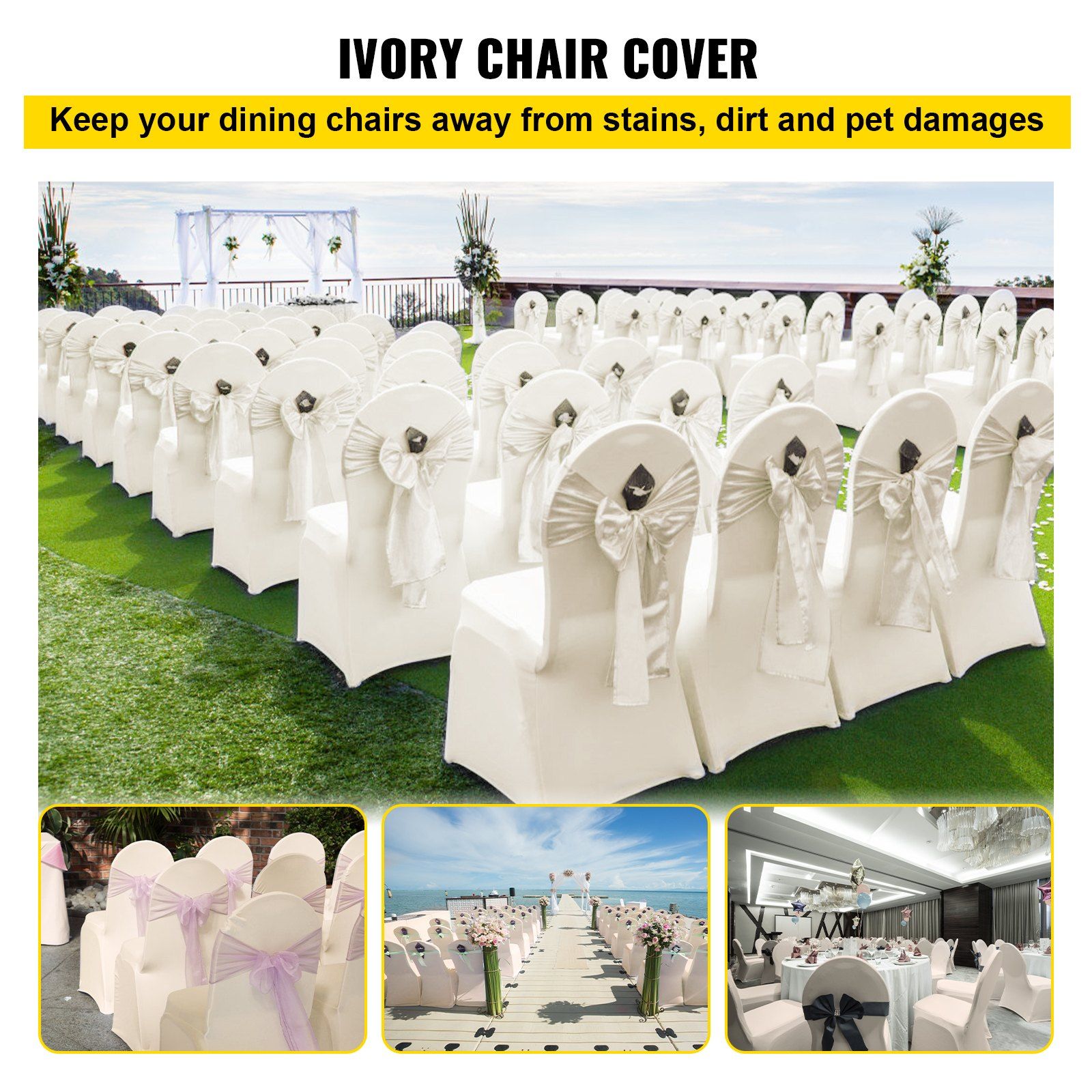Stretch Spandex Folding Chair Covers, Universal Fitted Chair Cover, Removable Washable Protective Slipcovers, for Wedding, Holiday, Banquet, Party, Celebration, Dining (100PCS Beige) - Image 2
