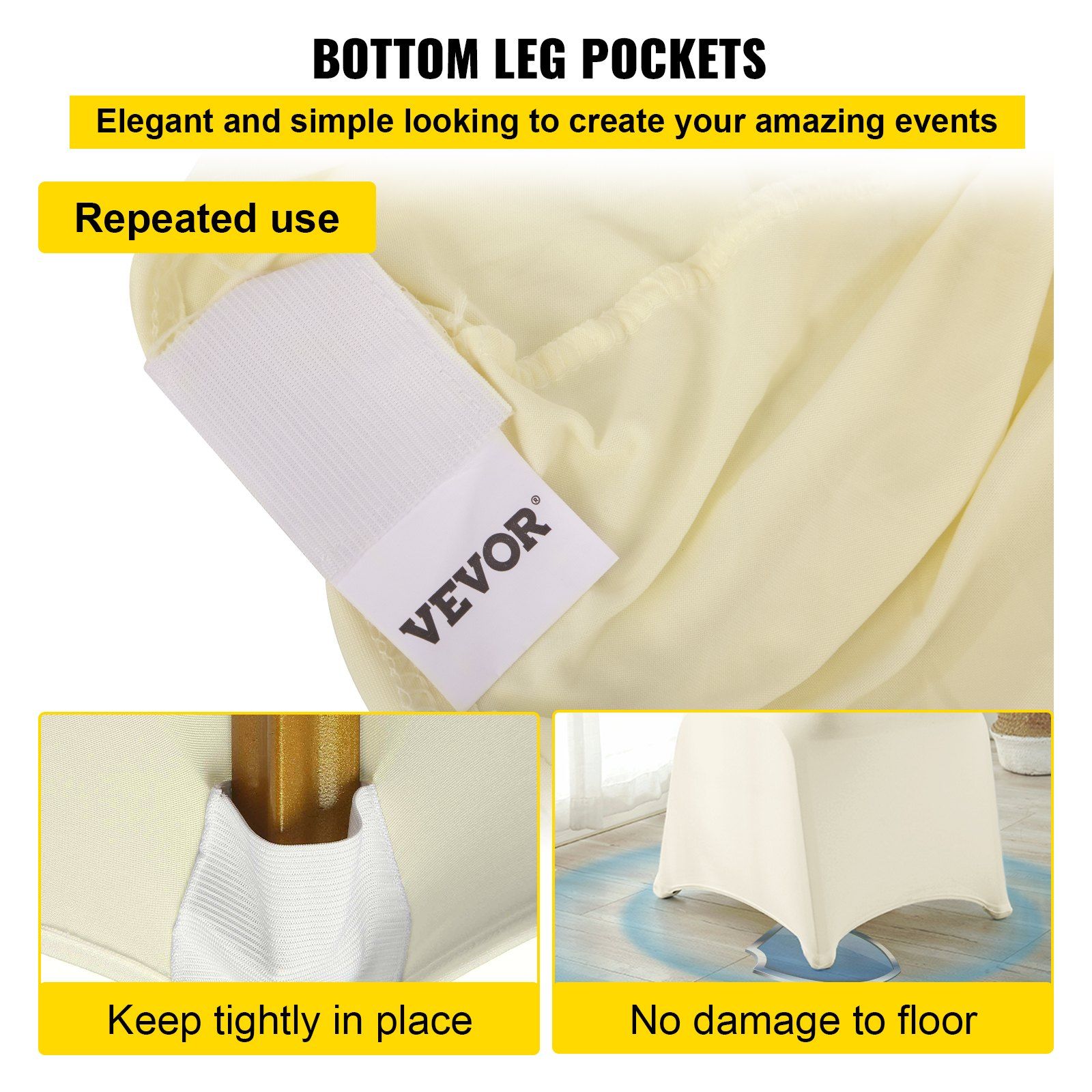 Stretch Spandex Folding Chair Covers, Universal Fitted Chair Cover, Removable Washable Protective Slipcovers, for Wedding, Holiday, Banquet, Party, Celebration, Dining (100PCS Beige) - Image 5