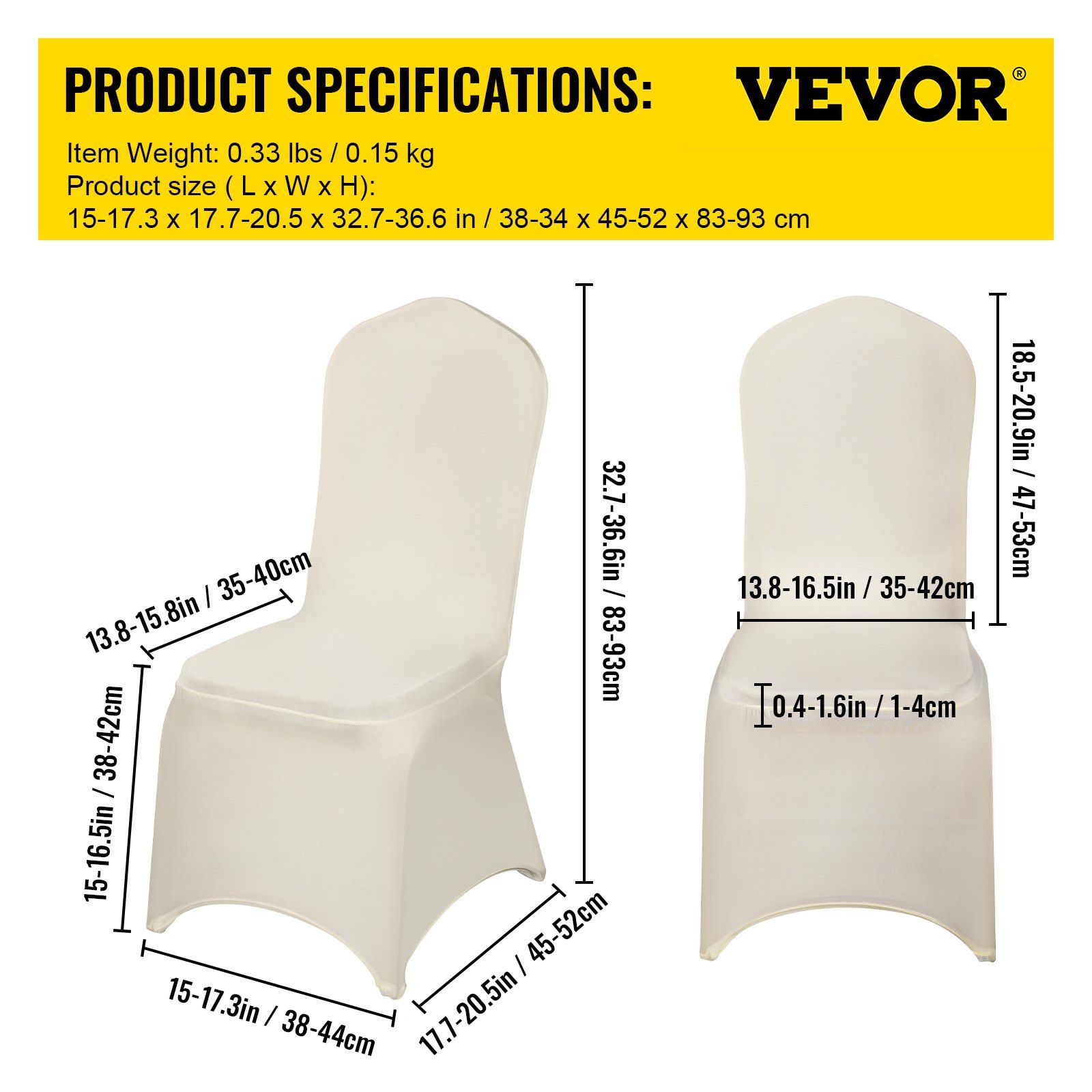 Stretch Spandex Folding Chair Covers, Universal Fitted Chair Cover, Removable Washable Protective Slipcovers, for Wedding, Holiday, Banquet, Party, Celebration, Dining (100PCS Beige) - Image 7