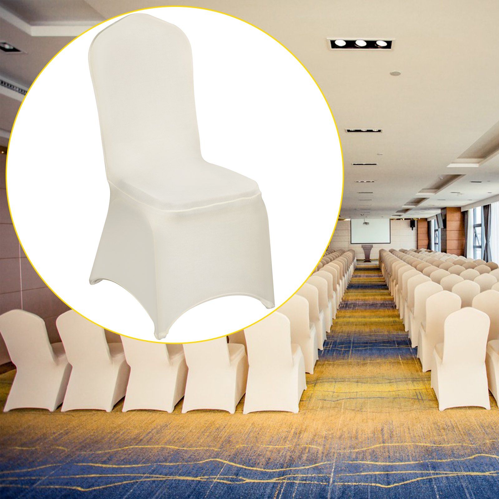Stretch Spandex Folding Chair Covers, Universal Fitted Chair Cover, Removable Washable Protective Slipcovers, for Wedding, Holiday, Banquet, Party, Celebration, Dining (100PCS Beige) - Image 8