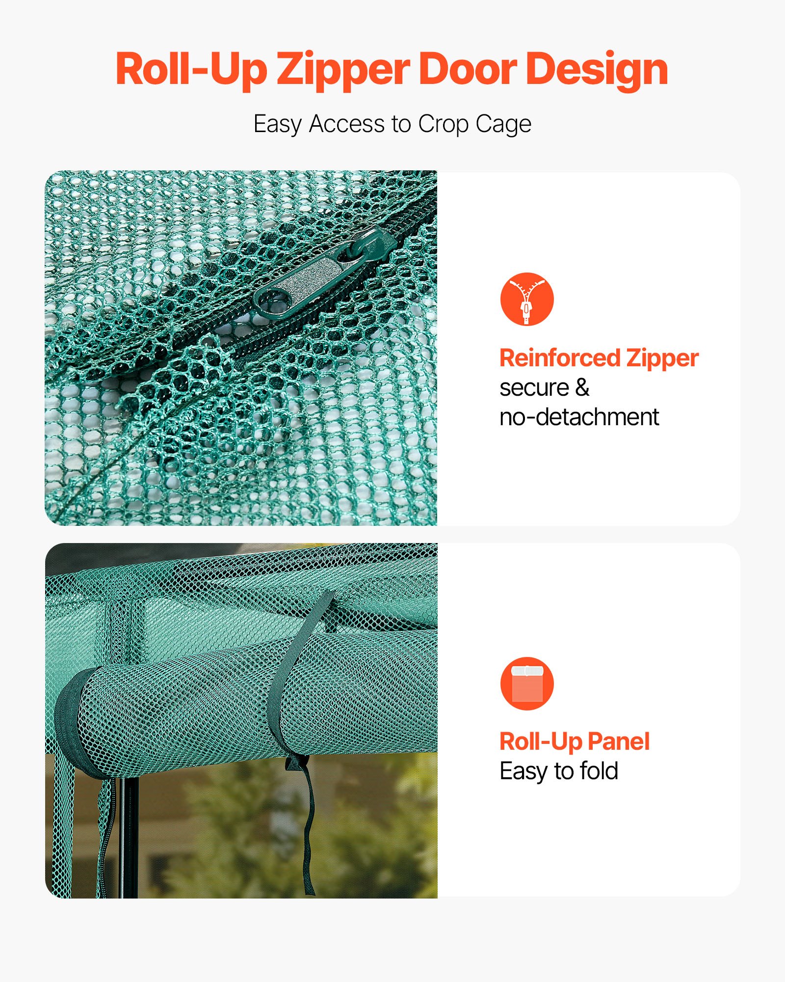 Crop Cage, 2.9 x 1.94 x 1.94 m Plant Protection Tent with Zippered Door, Wind-Resistant Tall Crop Cage, Easy to Install, Outdoor Raised Bed Cover, Tomato Plant Netting for Garden Patio Lawn - Image 5