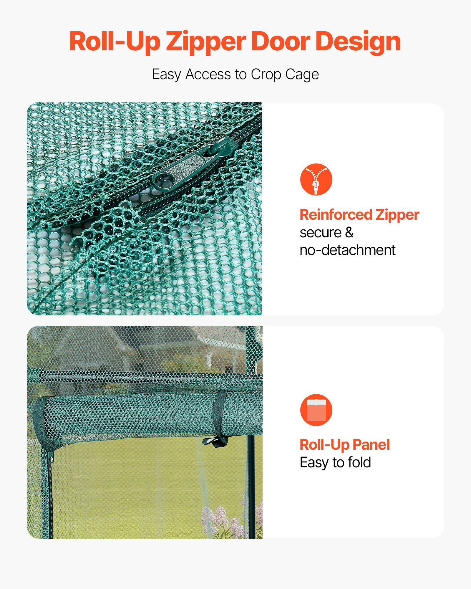 Crop Cage, 1.8 x 0.91 x 1.5 m Plant Protection Tent with Zippered Door, Wind-Resistant Tall Crop Cage, Easy to Install, Outdoor Raised Bed Cover with Frame, Plant Netting for Garden Patio Lawn - Image 5