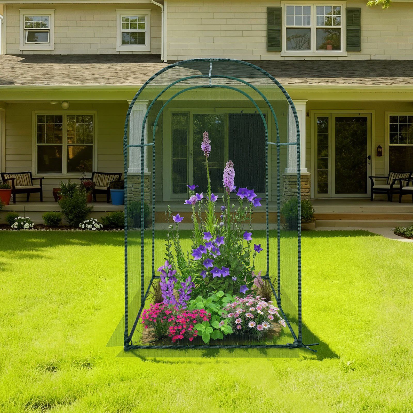 Crop Cage, 1.8 x 0.91 x 1.5 m Plant Protection Tent with Zippered Door, Wind-Resistant Tall Crop Cage, Easy to Install, Outdoor Raised Bed Cover with Frame, Plant Netting for Garden Patio Lawn - Image 8