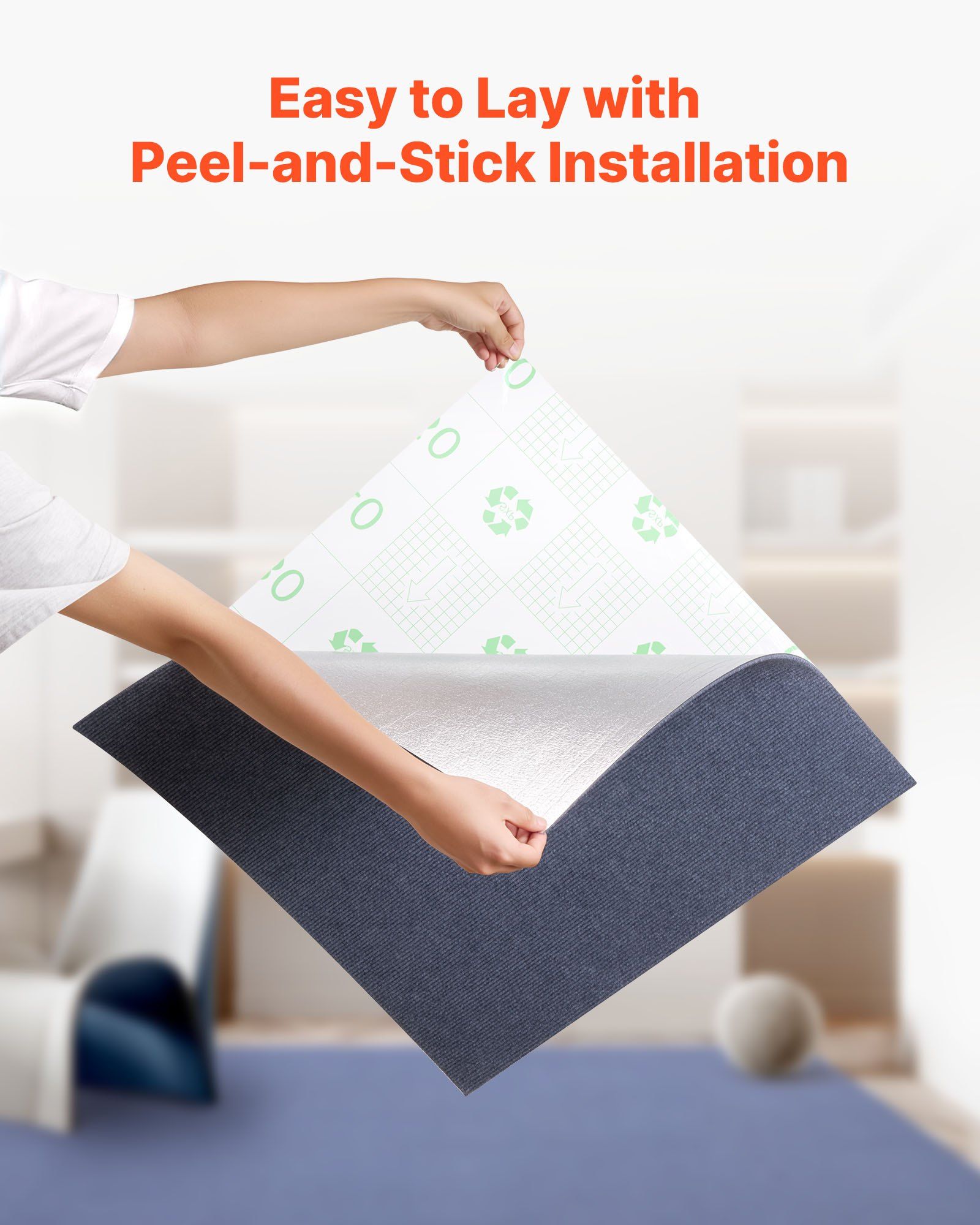 Carpet Tiles 610x610 mm, 15 Pack Peel and Stick Carpet Square Rug, Self Adhesive Commercial Floor Soft Padded for Seamless Cover 5.6㎡, Easy DIY Replacement for Living Room Office, Gray - Image 4