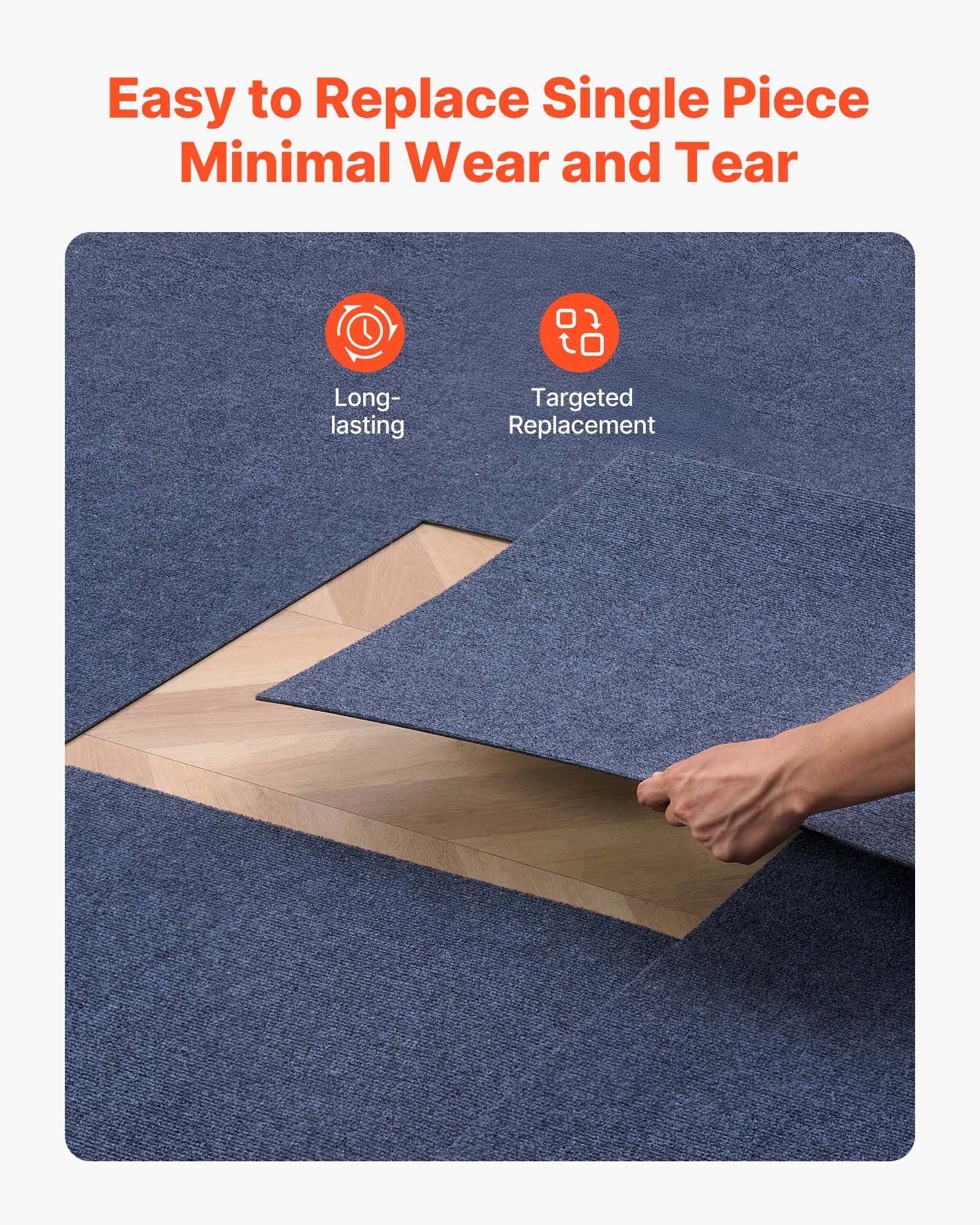Carpet Tiles 610x610 mm, 15 Pack Peel and Stick Carpet Square Rug, Self Adhesive Commercial Floor Soft Padded for Seamless Cover 5.6㎡, Easy DIY Replacement for Living Room Office, Gray - Image 6