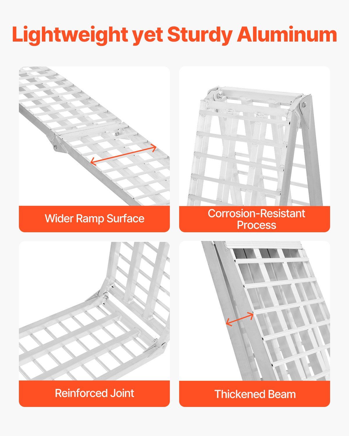 Aluminum Ramps, 2000 lbs, 2Pcs Heavy-duty Ramps with Wider Ramp Surface, Universal Stable Loading Ramp with Handles, Fit for ATV, UTV, Motorcycle, Electric Bicycle, etc. - Image 3