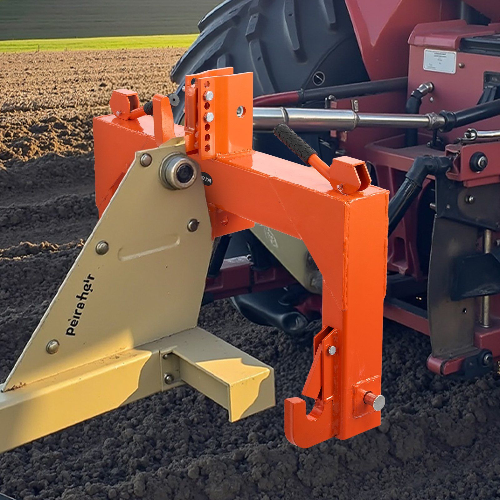 3-Point Quick Hitch with 2 in Receiver, 3000 Lbs Lift Capacity, 3-Pt Hitch with 5 Level Adjustable Bolt, Adaptation to Category 1 & 2 Tractor, Heavy Duty 3 Point Attachments, Orange - Image 8