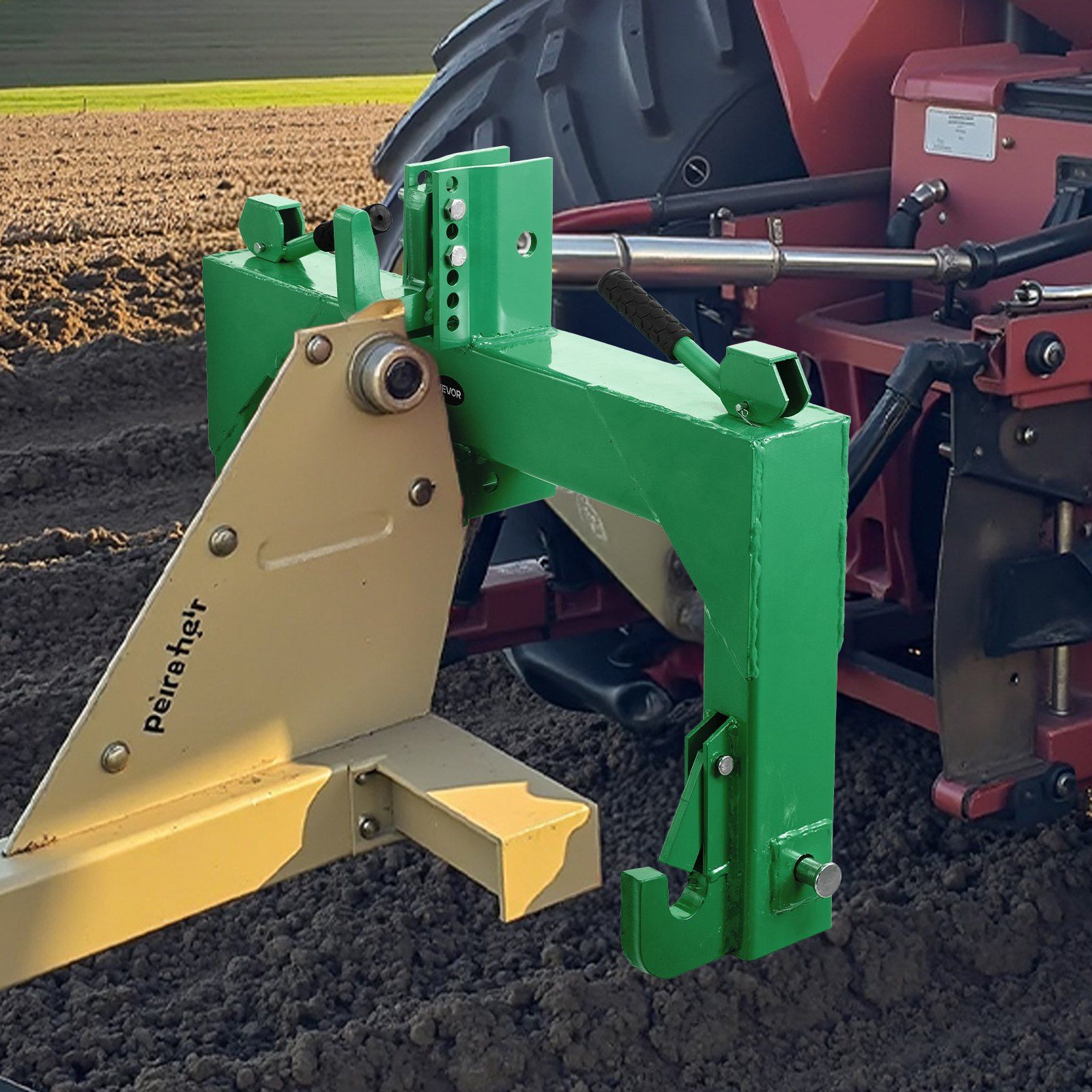 3-Point Quick Hitch with 2 in Receiver, 3000 Lbs Lift Capacity, 3-Pt Hitch with 5 Level Adjustable Bolt, Adaptation to Category 1 & 2 Tractor, Heavy Duty 3 Point Attachments, Green - Image 8