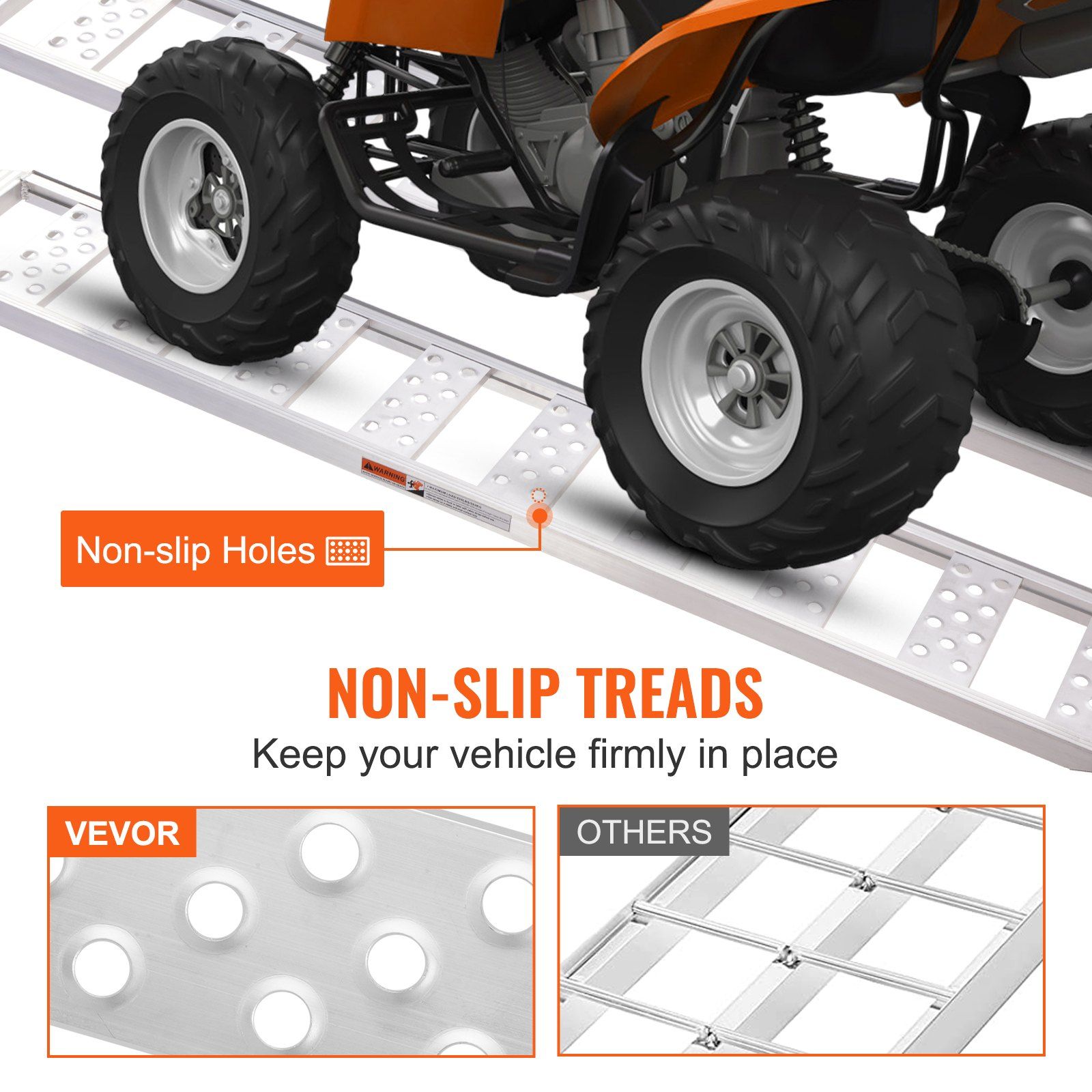 Aluminum Ramps, 1250lbs, Straight Ramp with Treads and Load Straps, Portable Loading Ramp for Motorcycles, ATVs, Trucks, Lawn Mower, Dirt Bike, Garden Tractor, 78