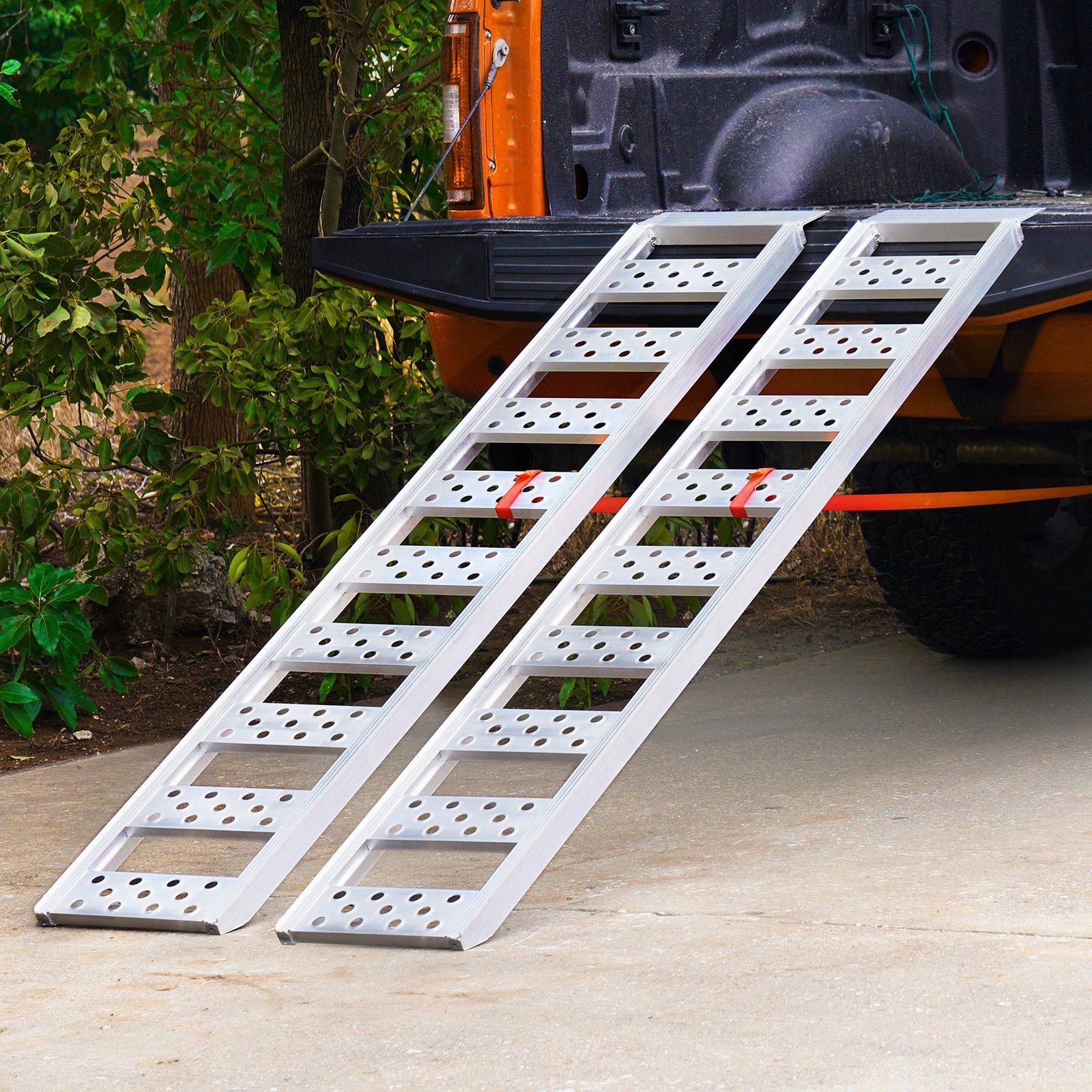 Aluminum Ramps, 1250lbs, Straight Ramp with Treads and Load Straps, Portable Loading Ramp for Motorcycles, ATVs, Trucks, Lawn Mower, Dirt Bike, Garden Tractor, 78